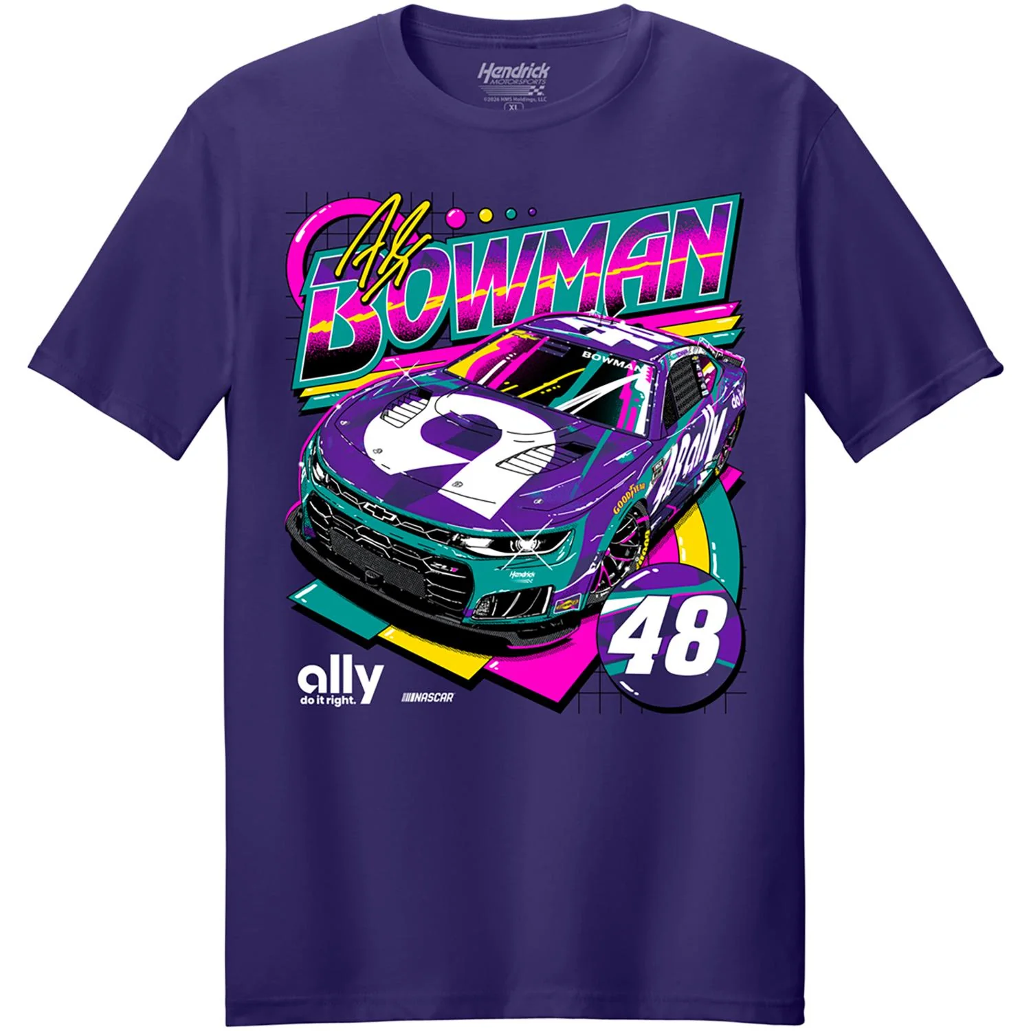 Alex Bowman #48 Ally Xtreme Purple T-shirt - Image 2