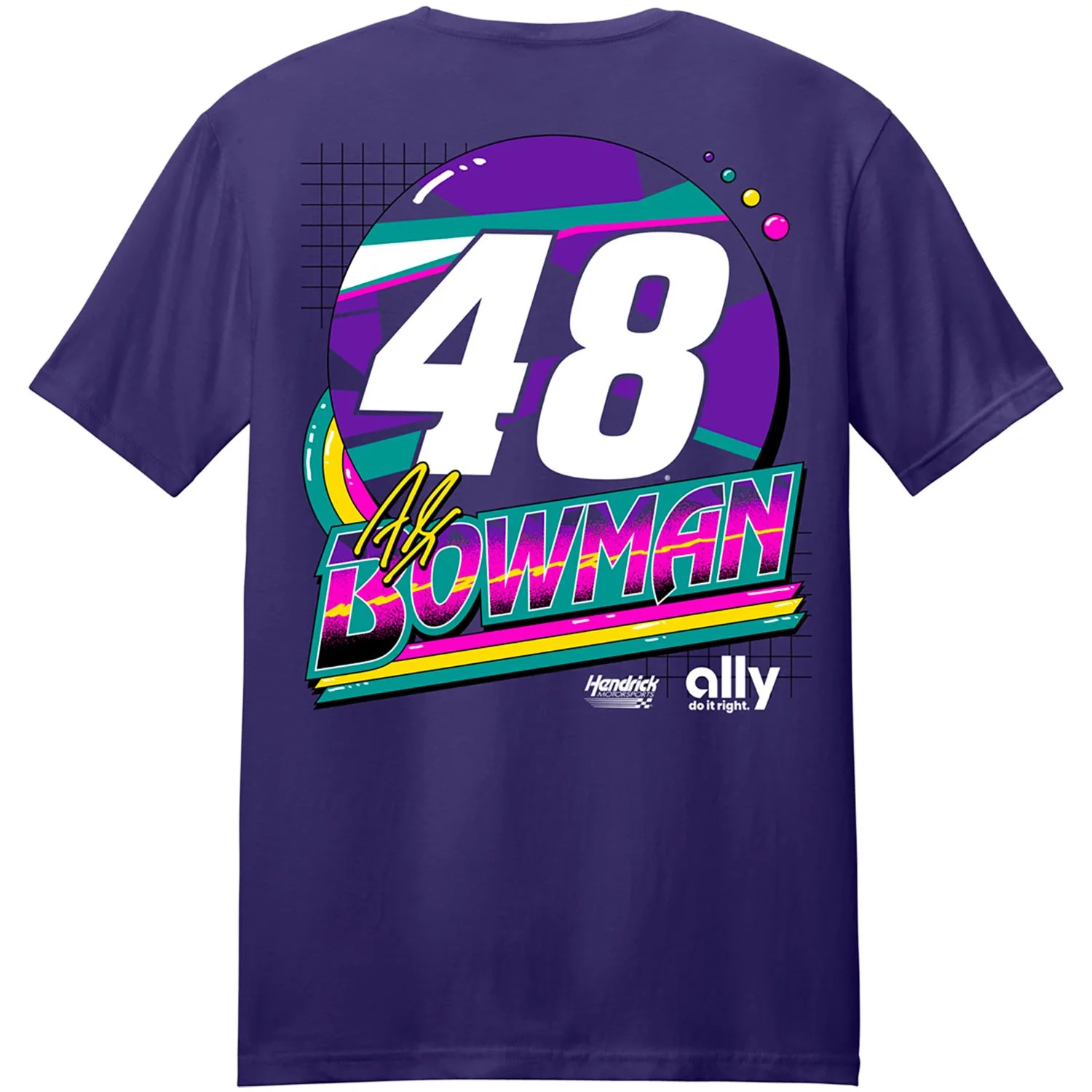 Alex Bowman #48 Ally Xtreme Purple T-shirt - Image 3