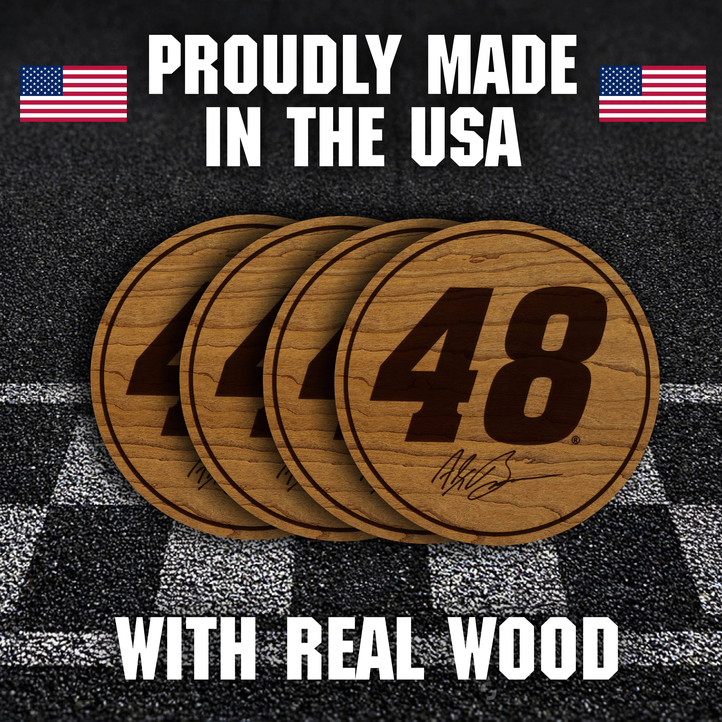 Alex Bowman #48 Wooden Coaster Set - Image 7