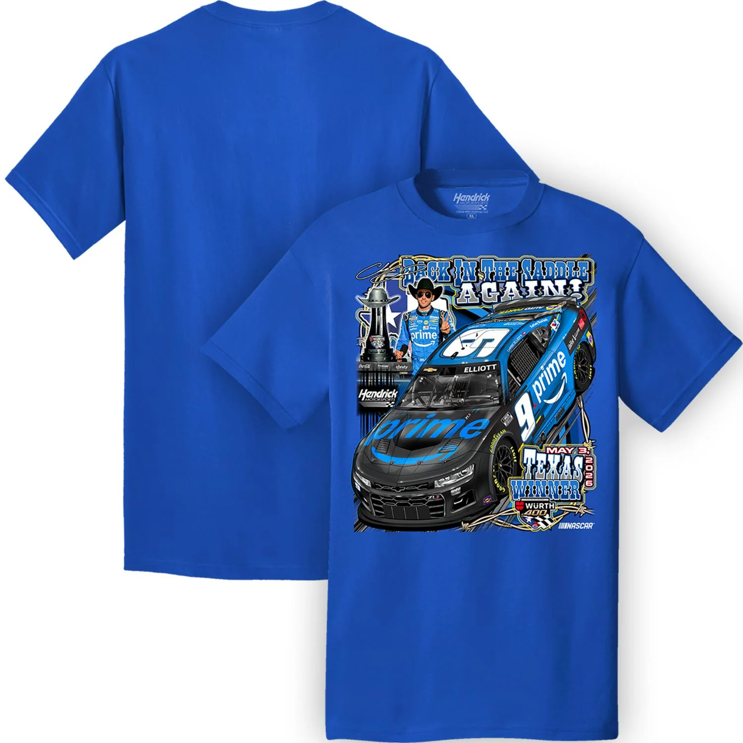 Chase Elliott #9 Amazon Prime 2026 Texas RACE WIN T-shirt - Image 2