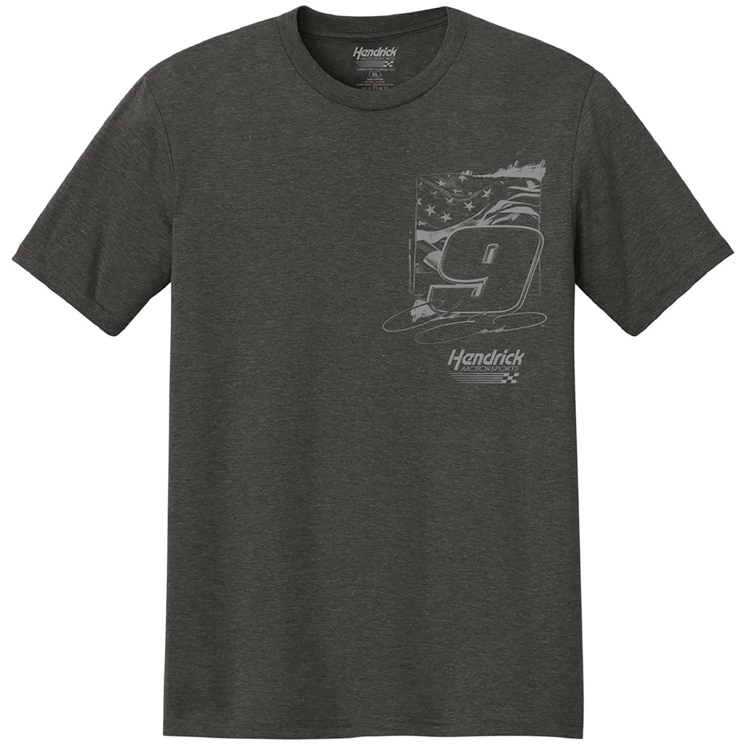 Chase Elliott #9 Charcoal Flag Front T-shirt - Image 2