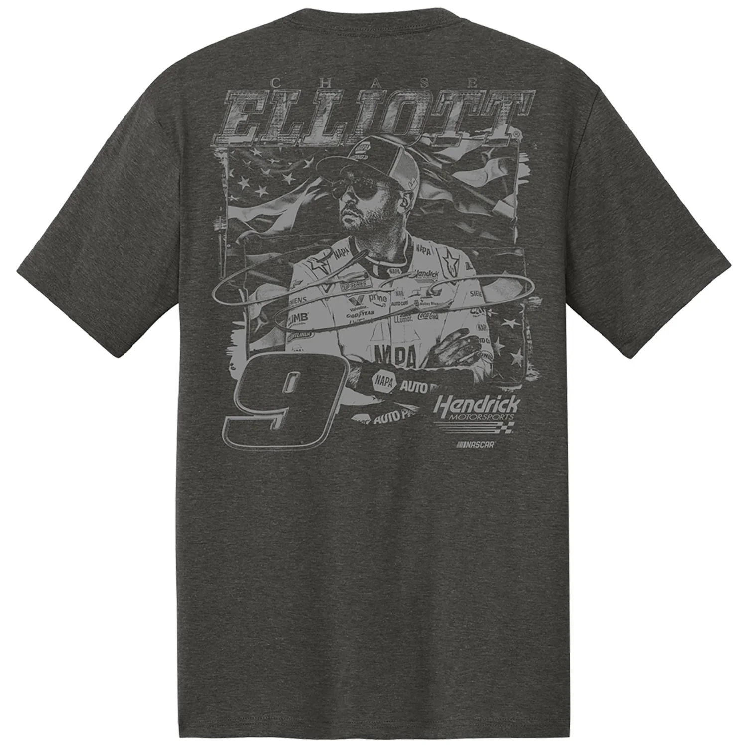 Chase Elliott #9 Charcoal Flag Front T-shirt - Image 3