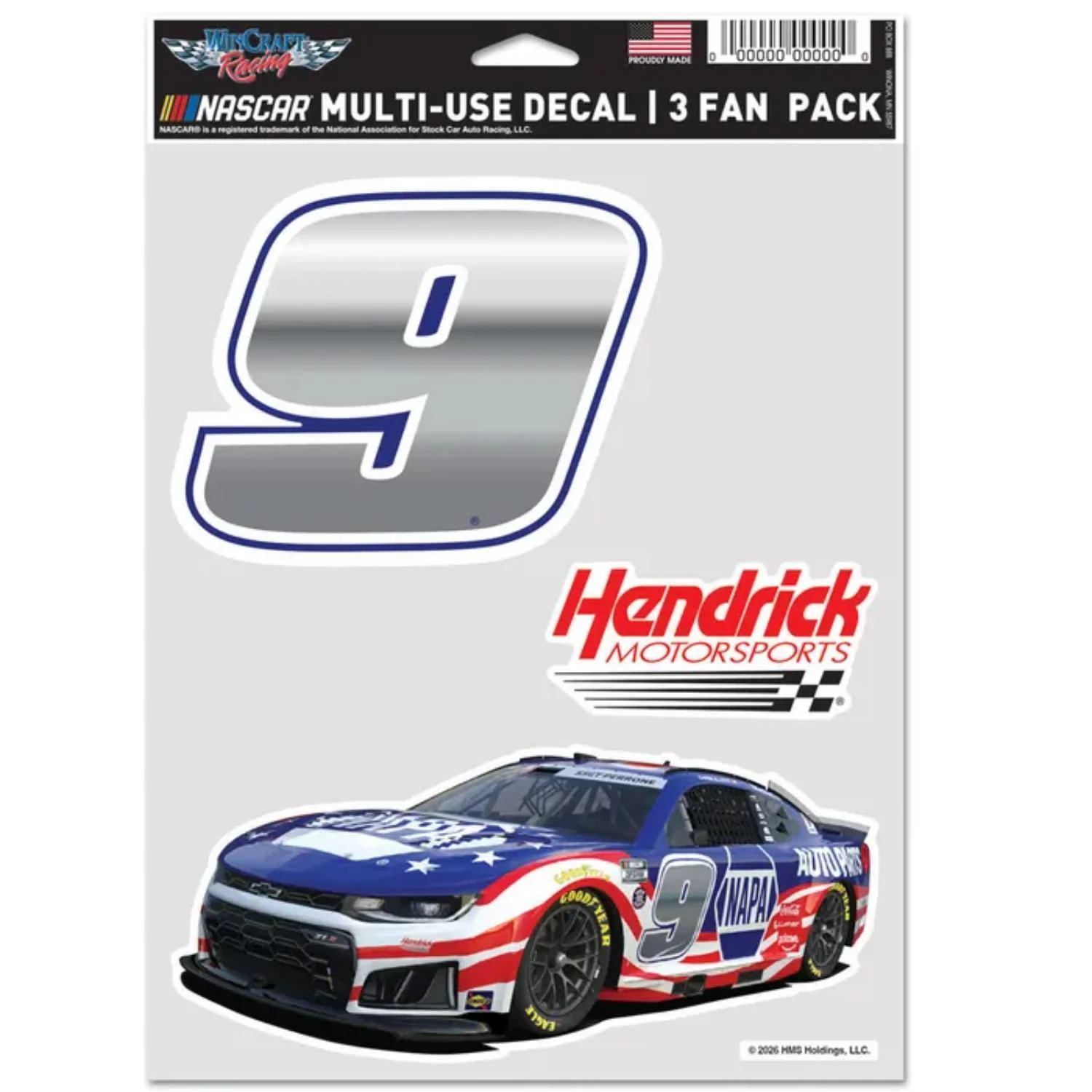 Chase Elliott #9 NAPA Patriotic Decal 3-Pack