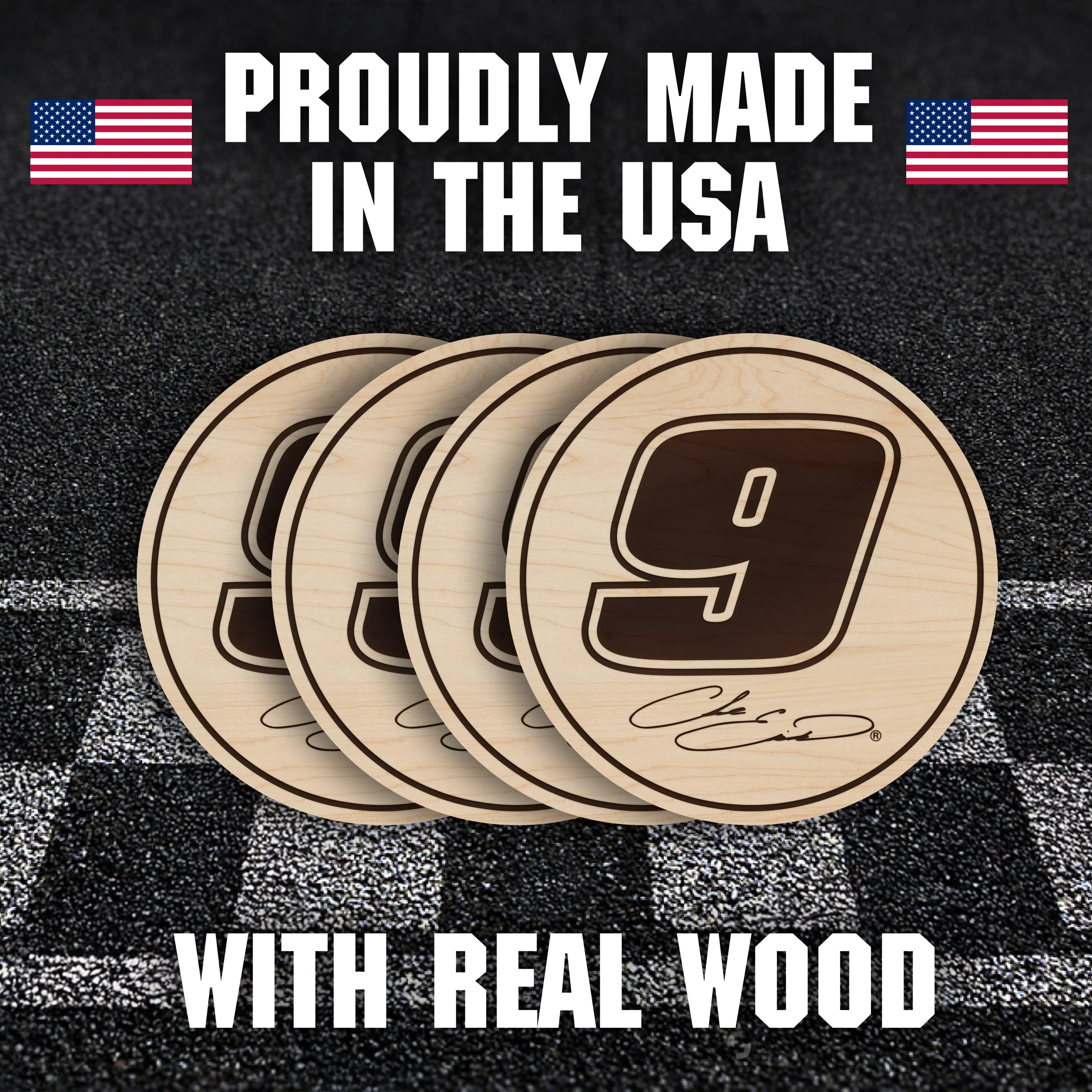 Chase Elliott #9 Wooden Coaster Set - Image 8