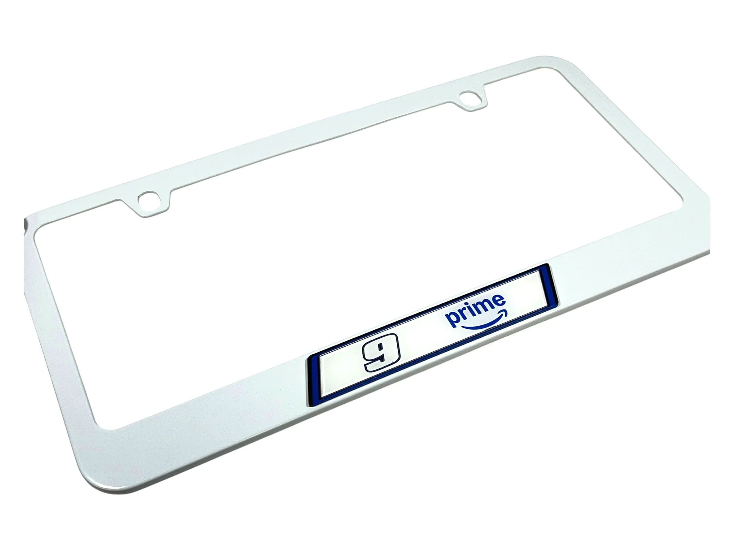 Chase Elliott #9 Amazon Prime White License Plate Frame - Image 3