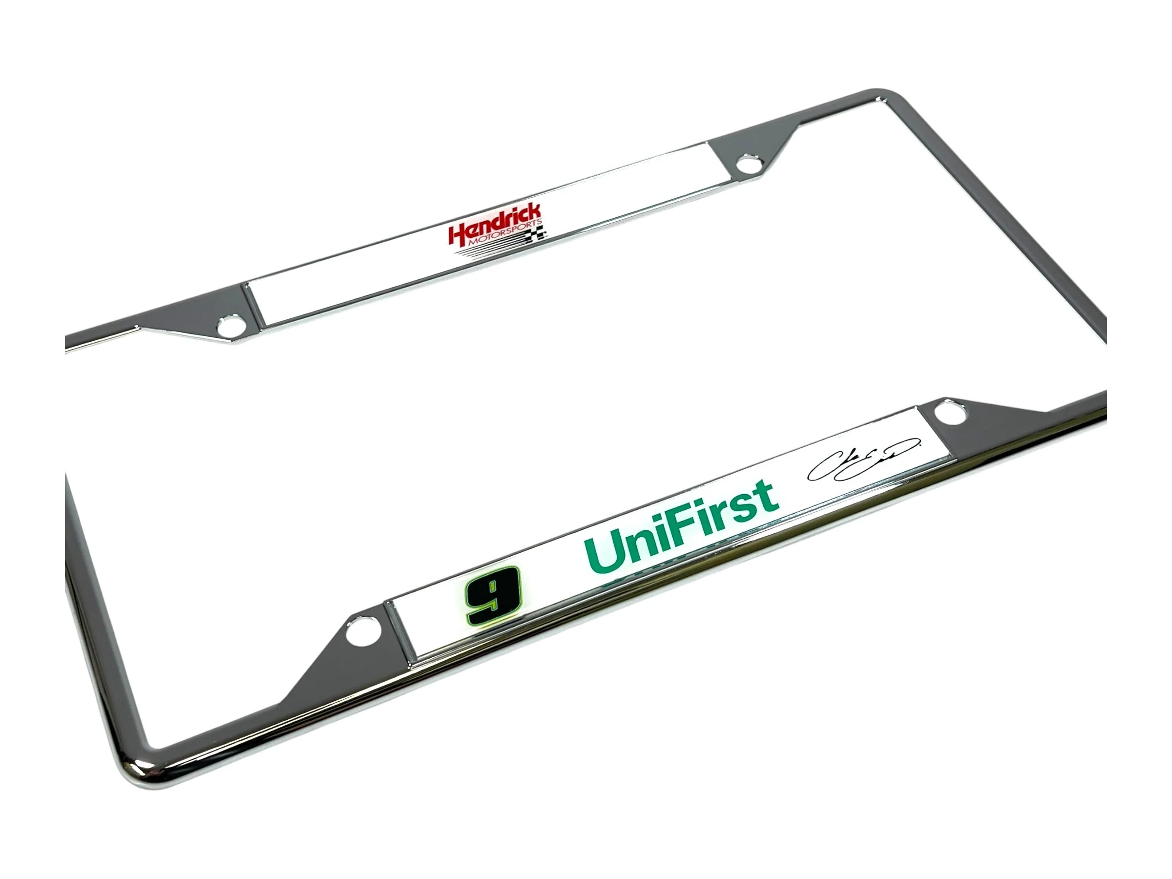 Chase Elliott #9 UniFirst Chrome License Plate Frame - Image 3