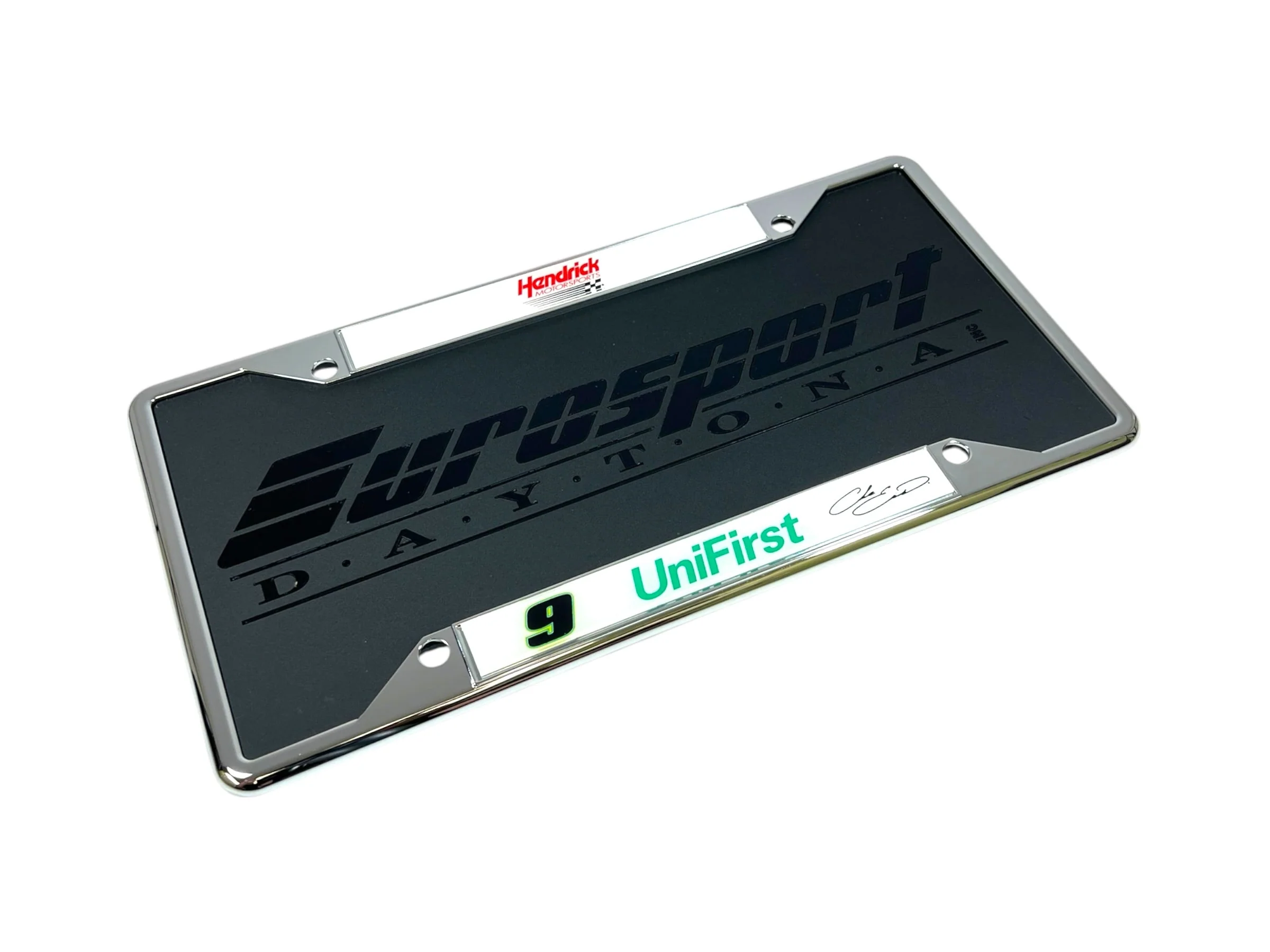 Chase Elliott #9 UniFirst Chrome License Plate Frame - Image 4