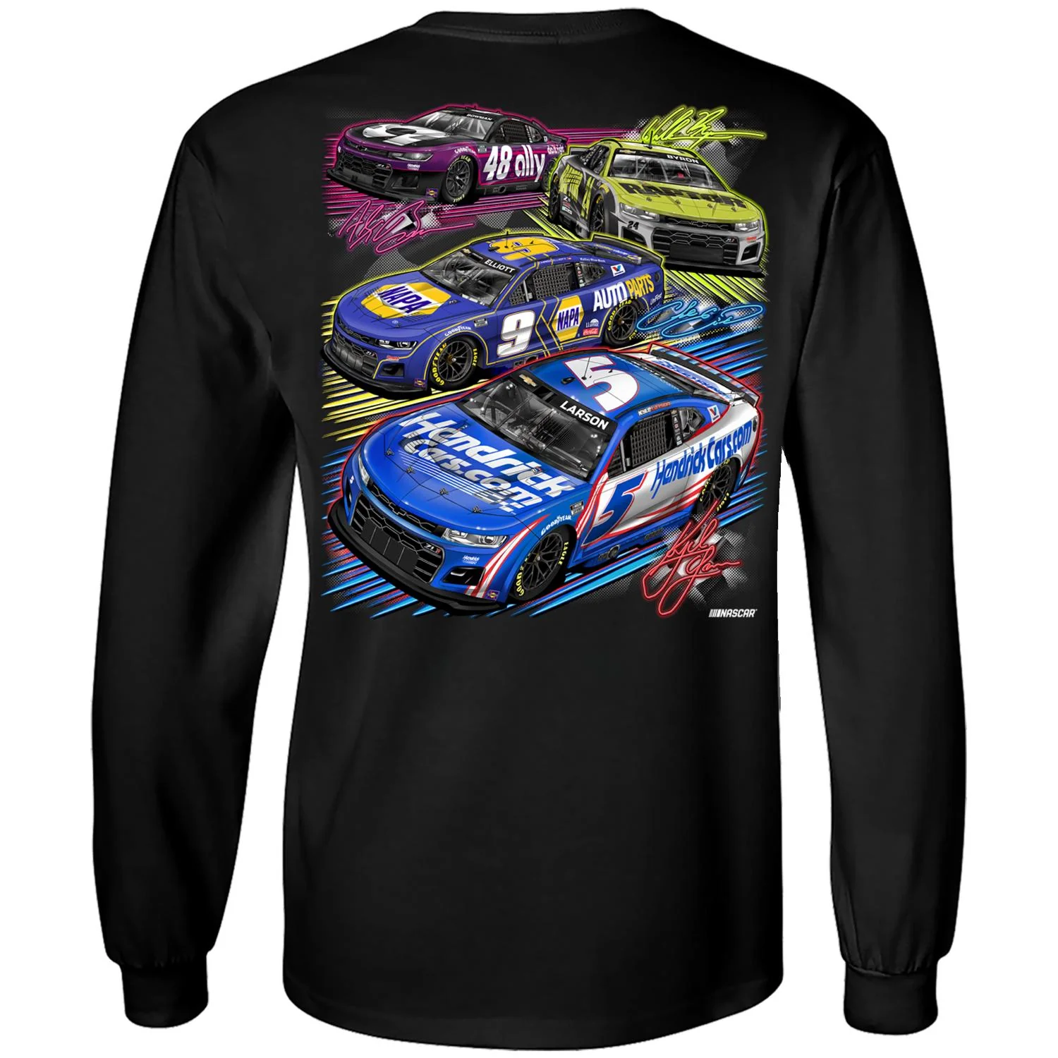 Hendrick Motorsports 2025 4 Car Longsleeve T-shirt - Image 3