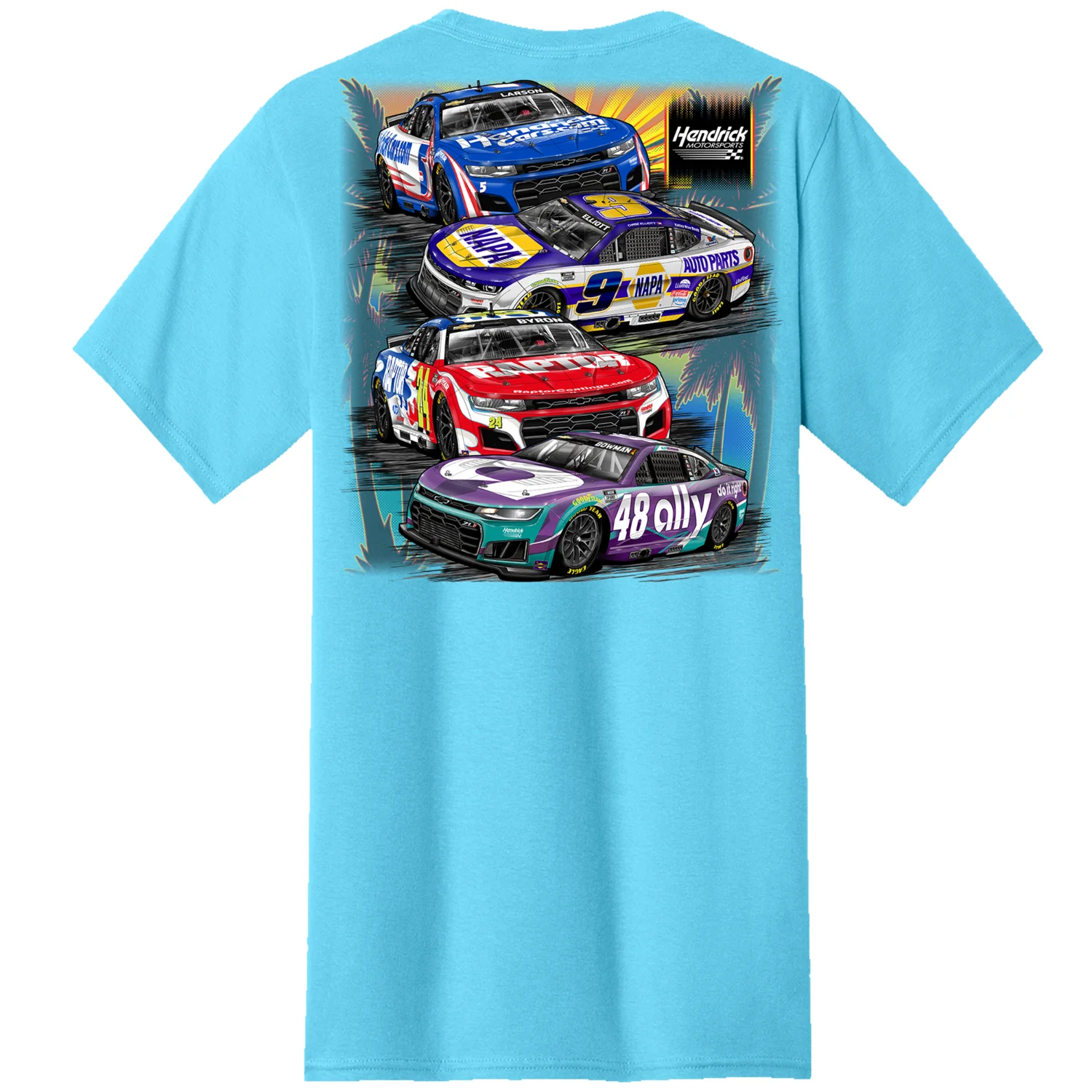 Hendrick Motorsports 2026 Daytona Tropical 4-Car T-shirt - Image 3