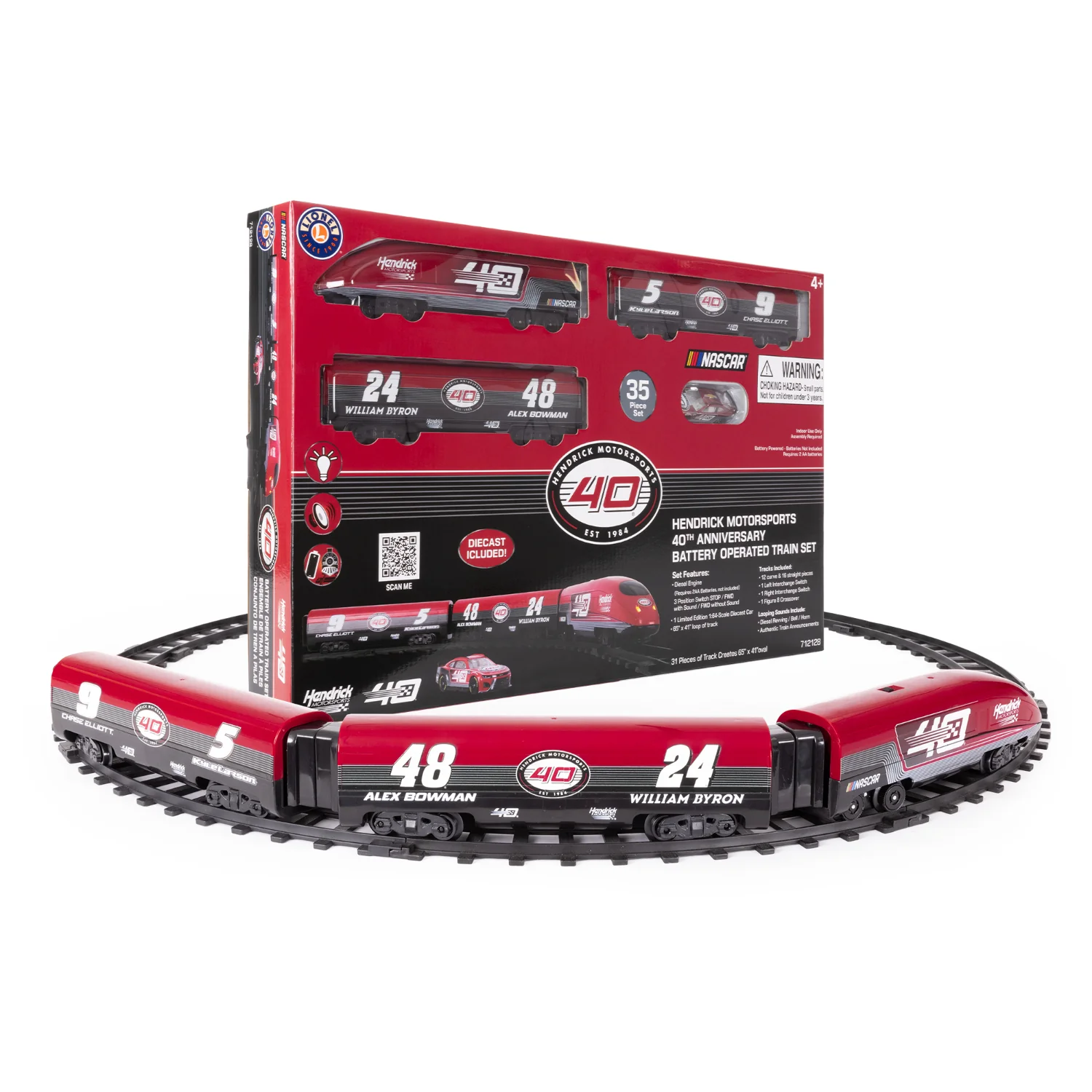 Hendrick Motorsports 40th Anniversary Mini Ready To Play Train Set w/1:64 Die-Cast