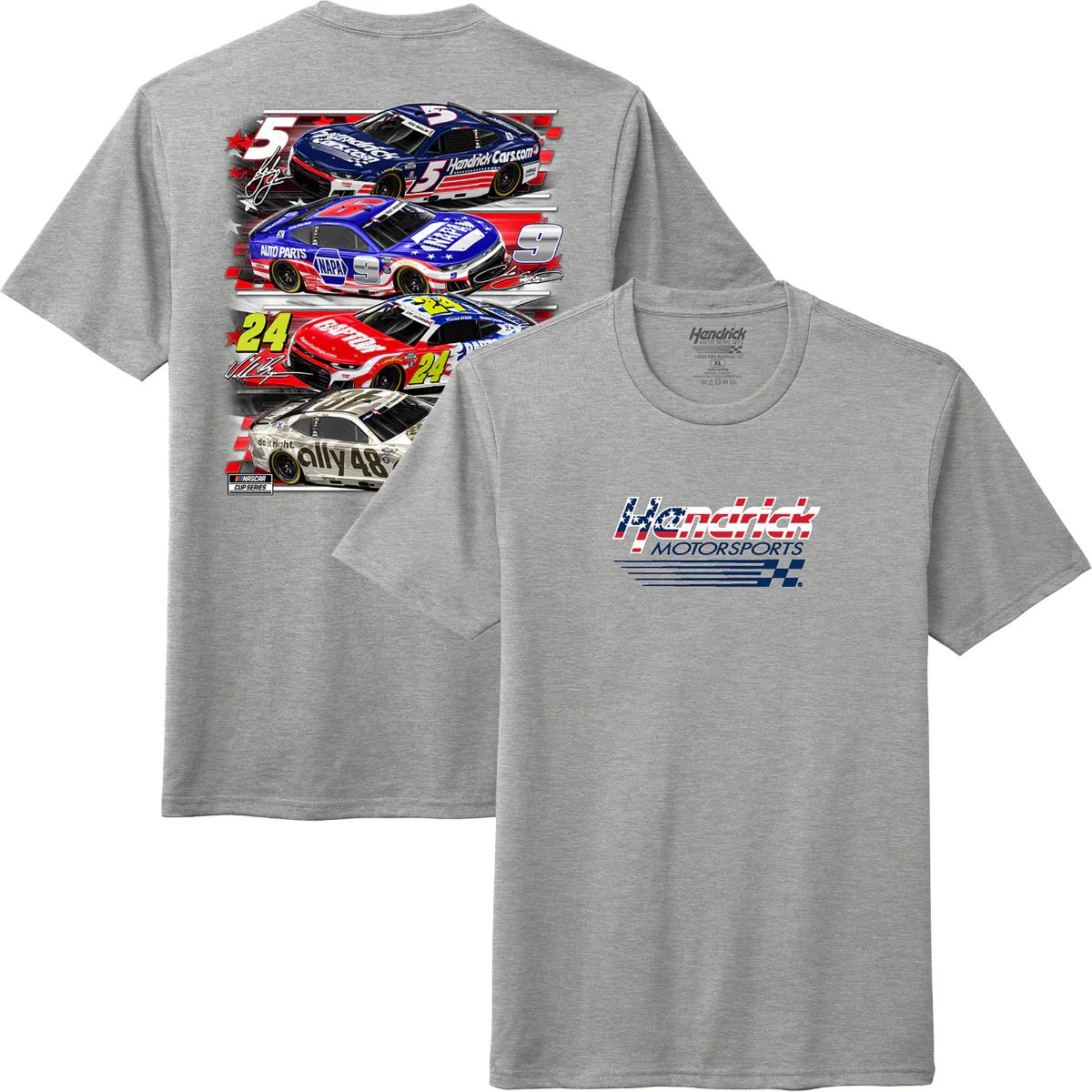 Hendrick Motorsports 4-Car Patriotic Grey T-shirt