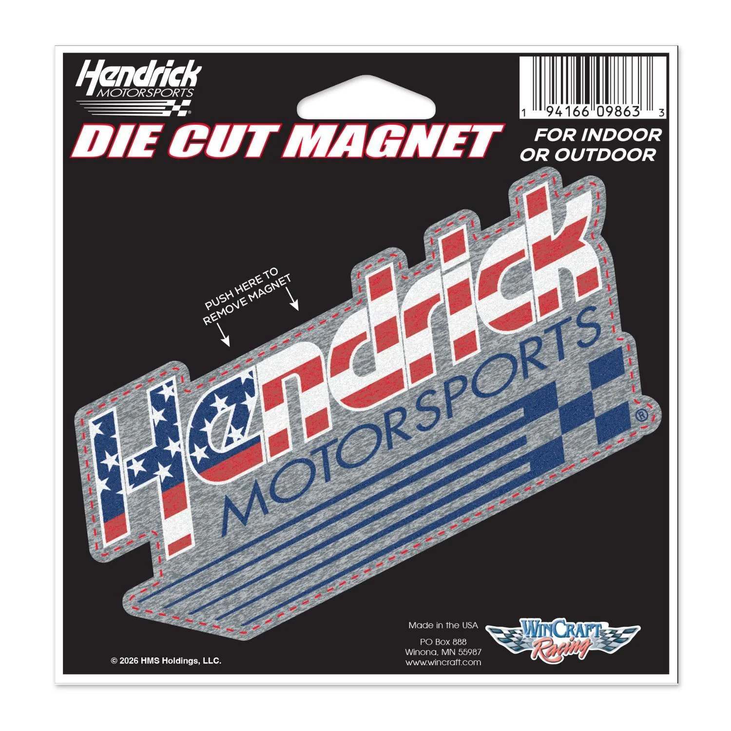 Hendrick Motorsports Red, White, and Blue Logo Die Cut Magnet
