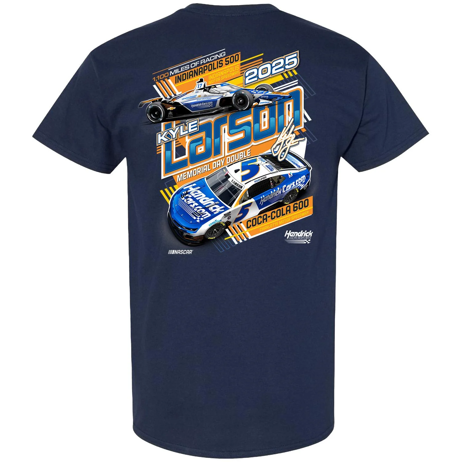 Kyle Larson 2025 H1100 Dual Car T-shirt - Image 3