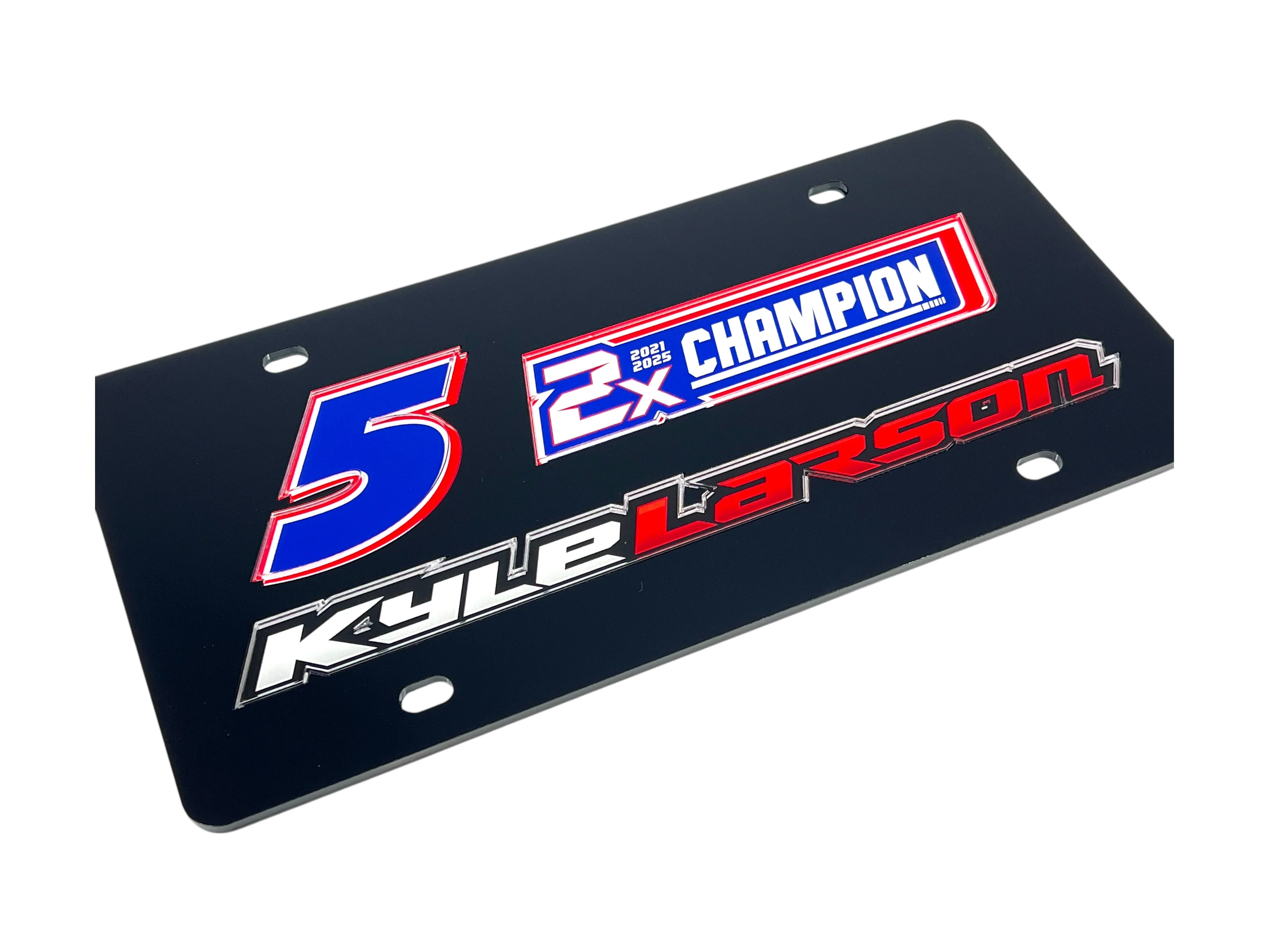 Kyle Larson #5 2X Champion Acrylic License Plate - Image 3