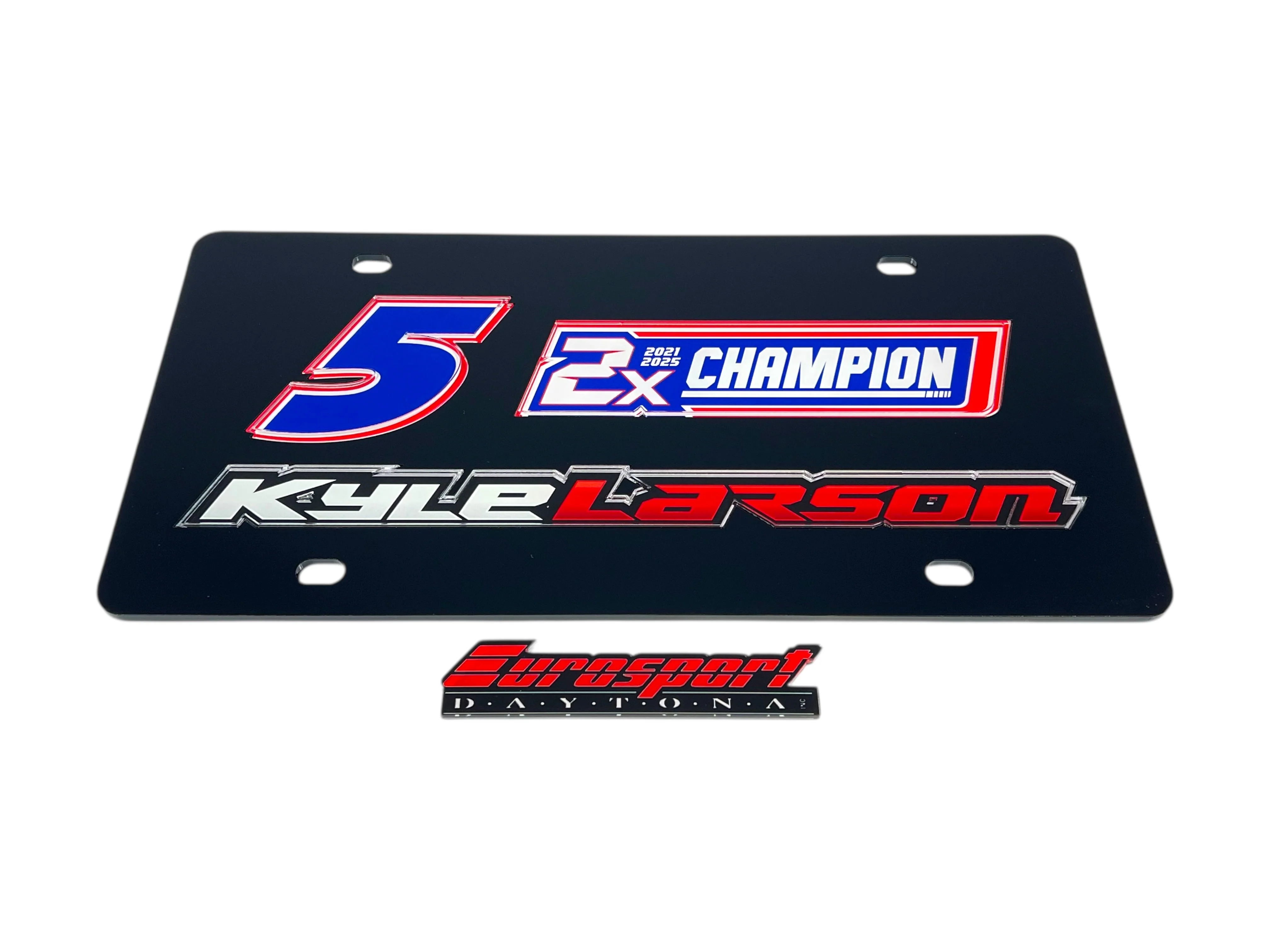 Kyle Larson #5 2X Champion Acrylic License Plate - Image 4