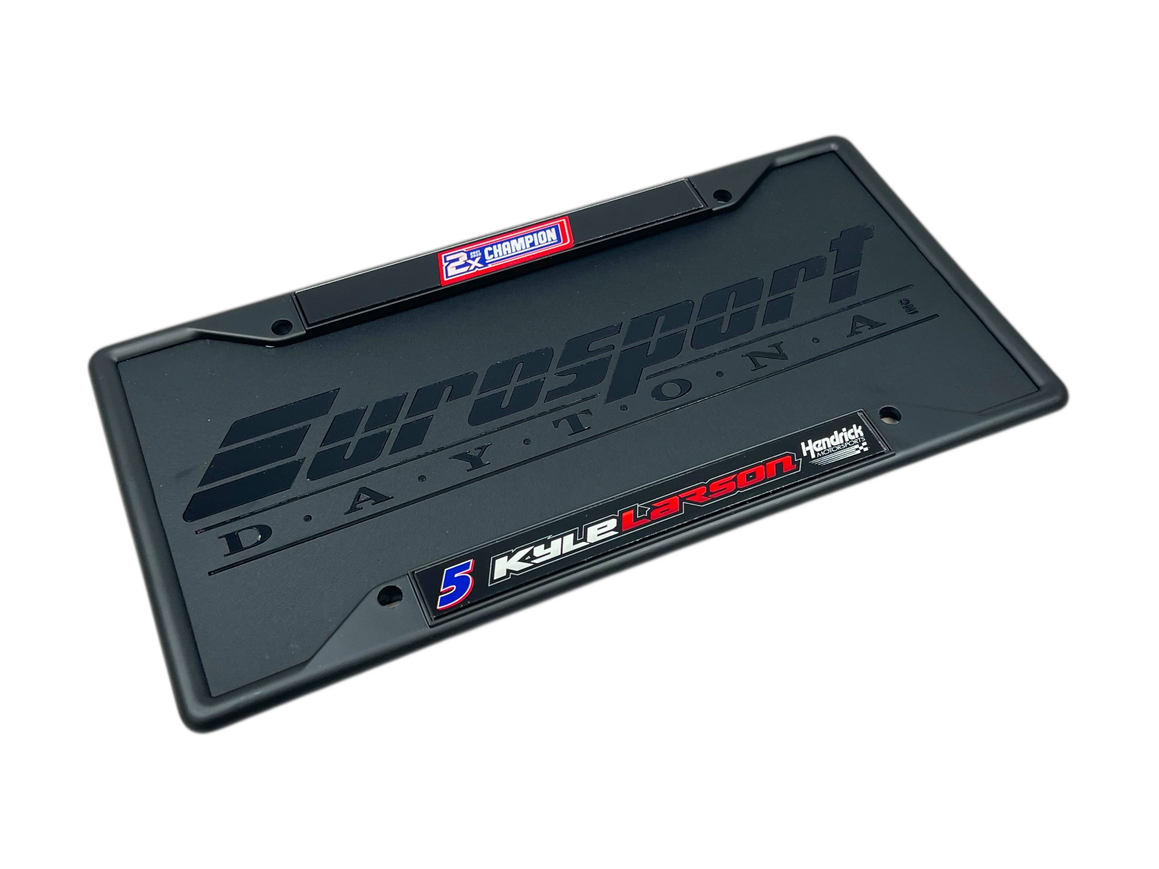 Kyle Larson #5 2X Champion Black License Plate Frame - Image 4