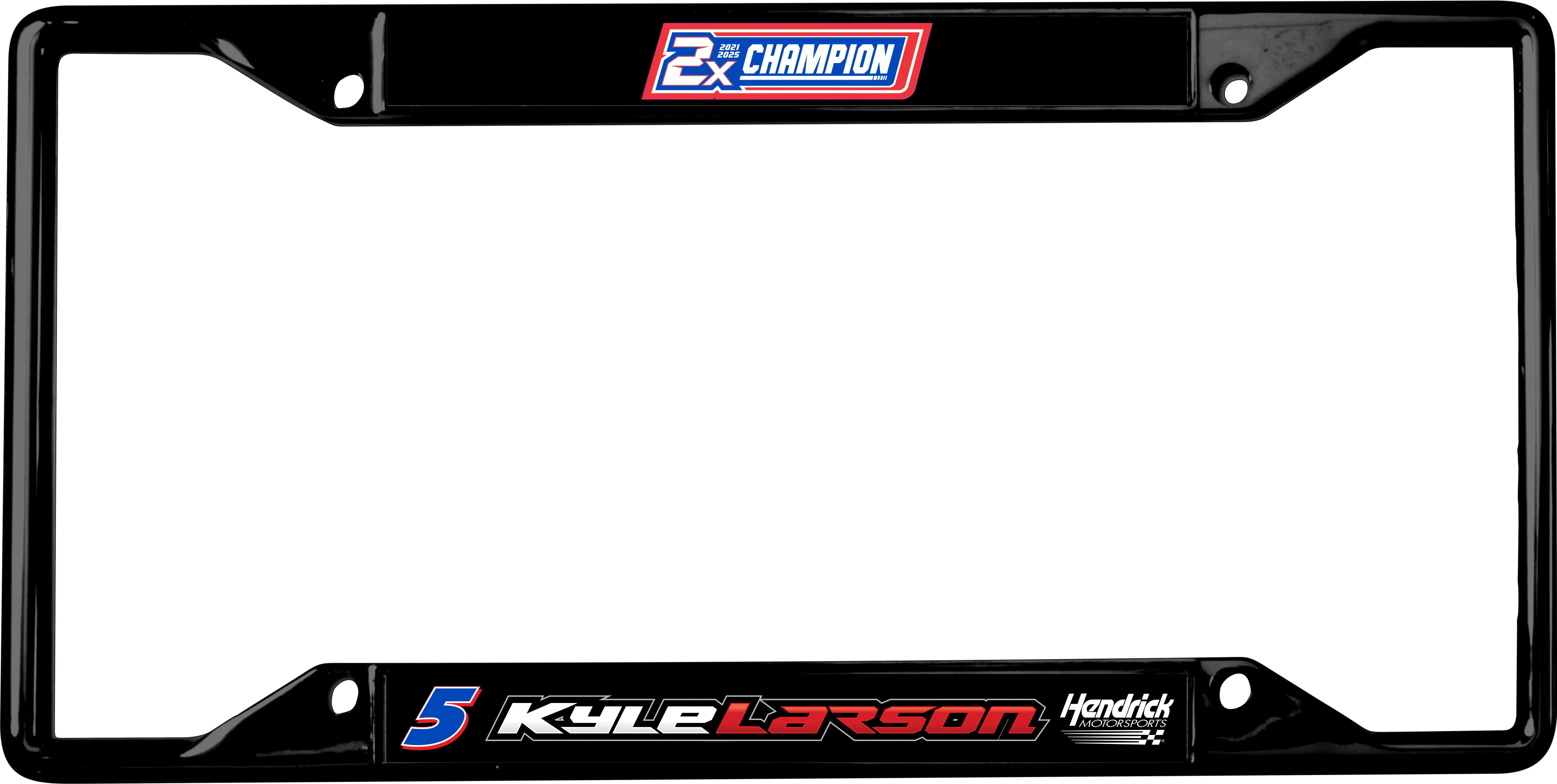 Kyle Larson #5 2X Champion Black License Plate Frame - Image 5