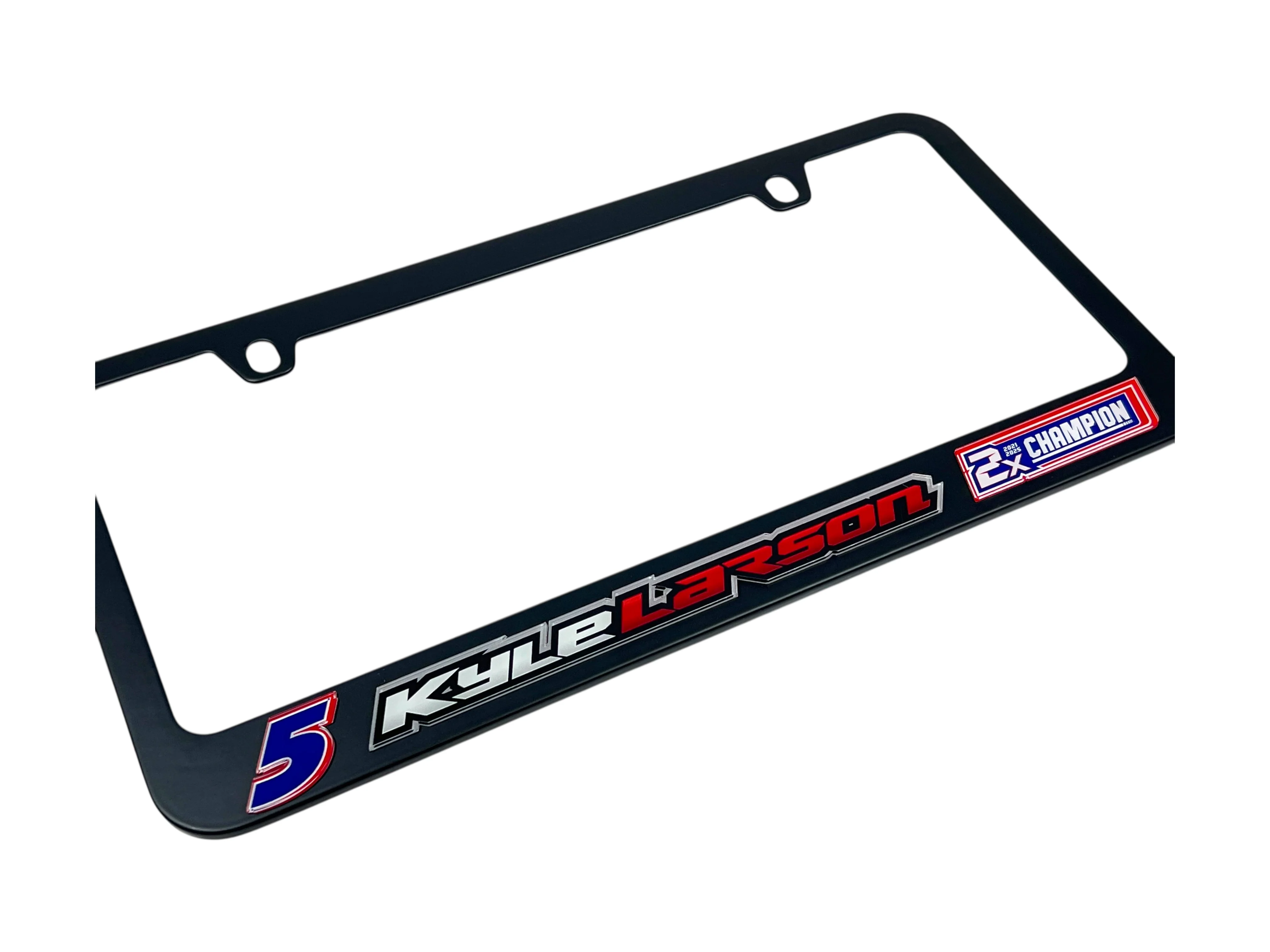 Kyle Larson #5 2X Champion Black License Plate Frame - Image 3