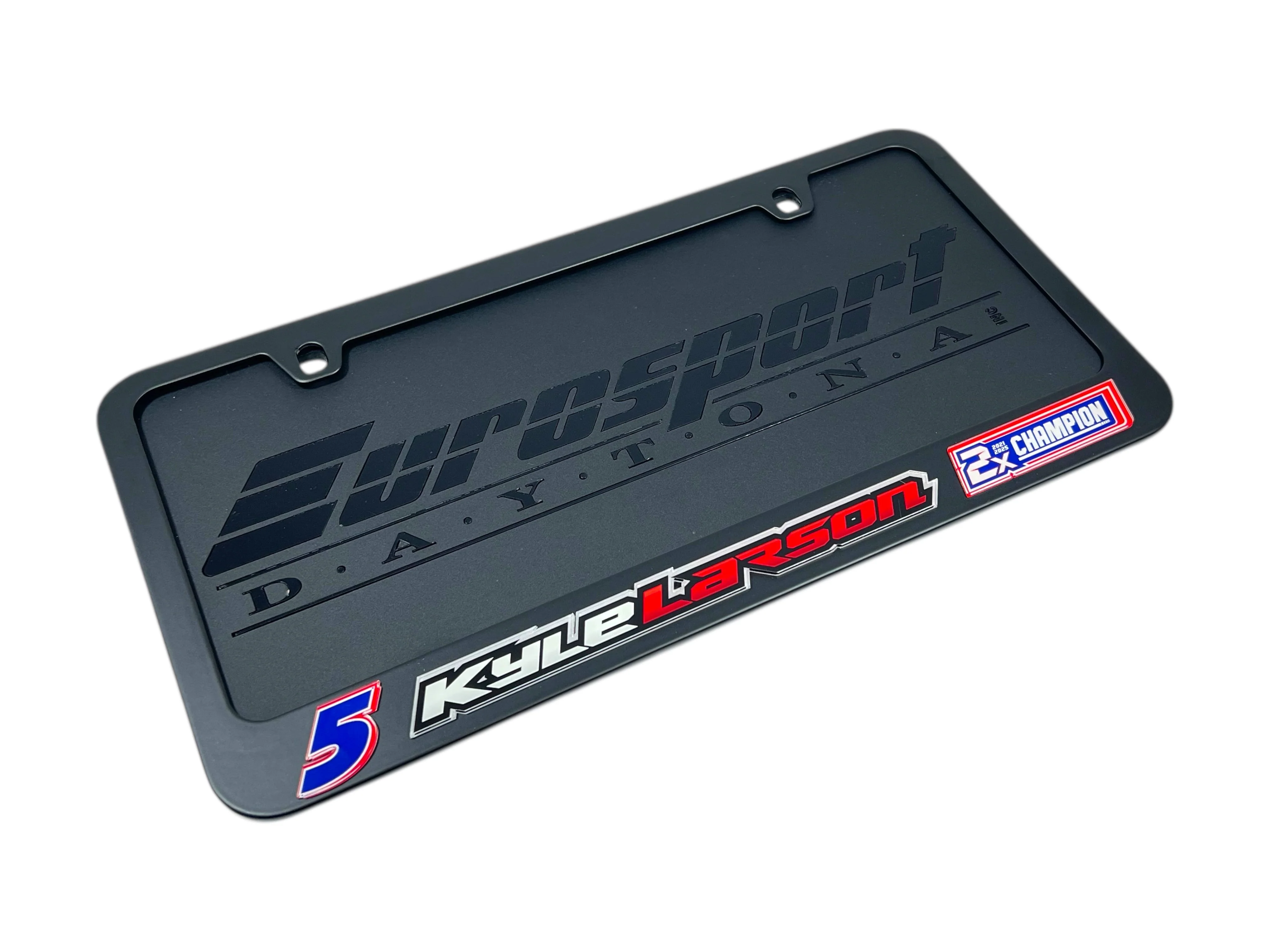 Kyle Larson #5 2X Champion Black License Plate Frame - Image 4