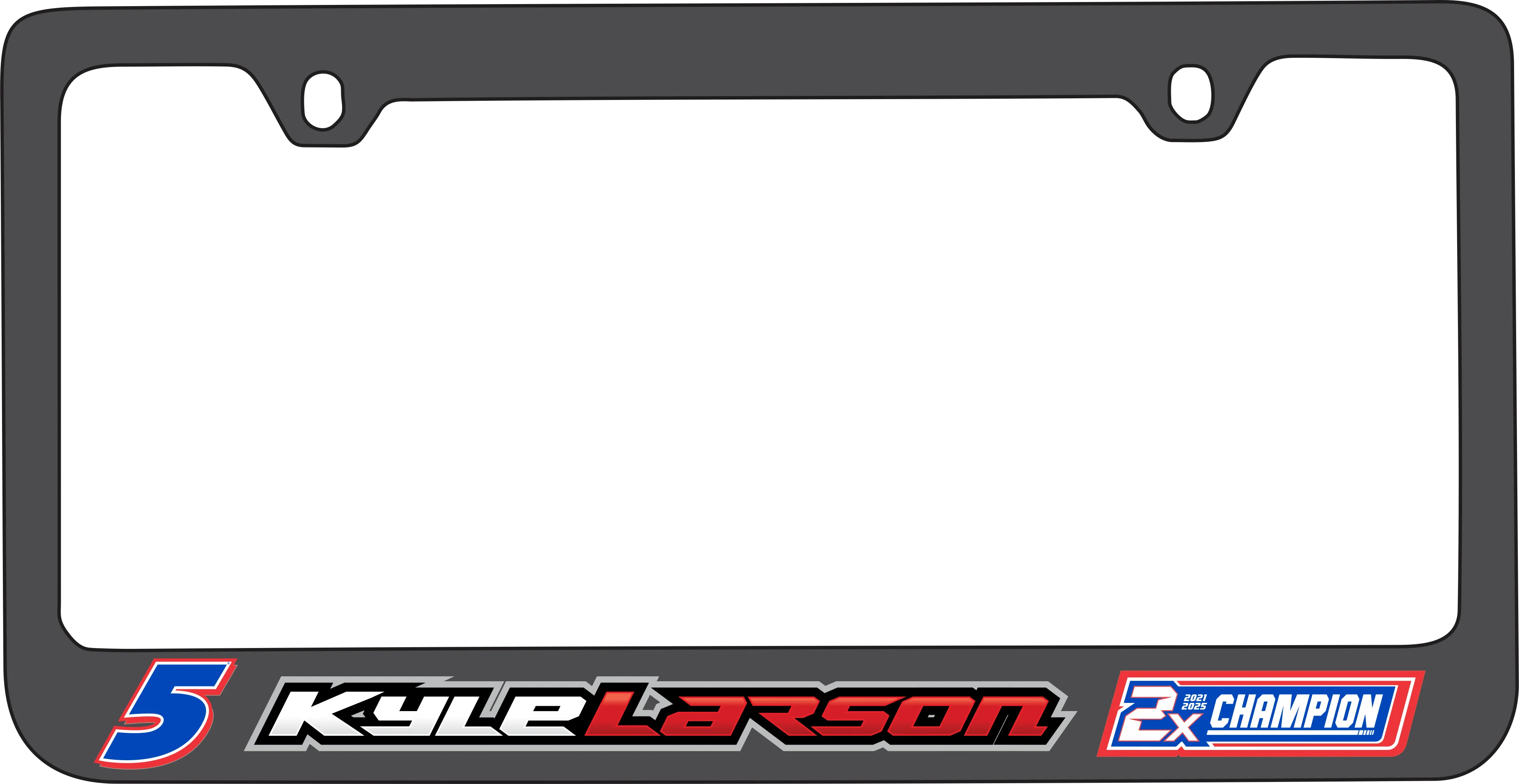 Kyle Larson #5 2X Champion Black License Plate Frame - Image 5
