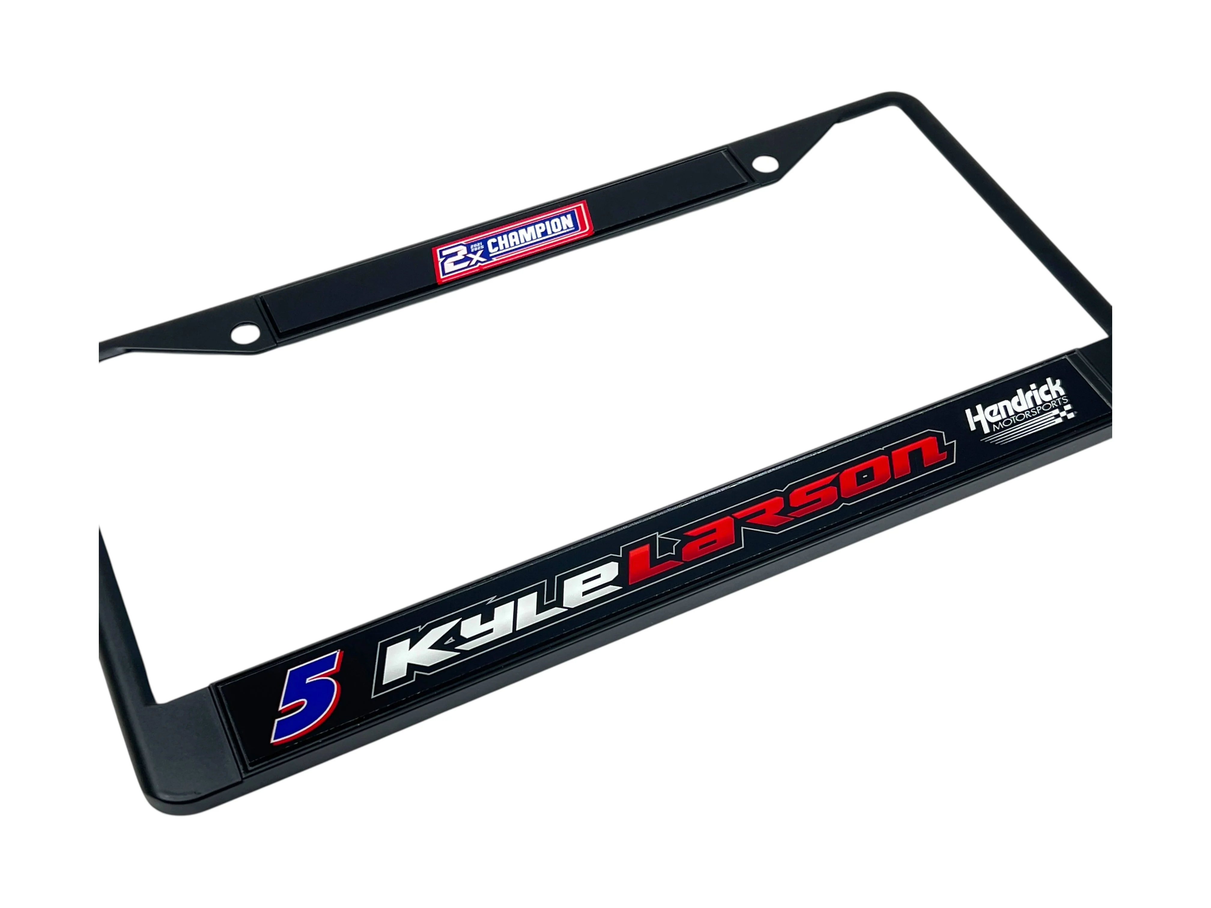 Kyle Larson #5 2X Champion Black License Plate Frame - Image 3