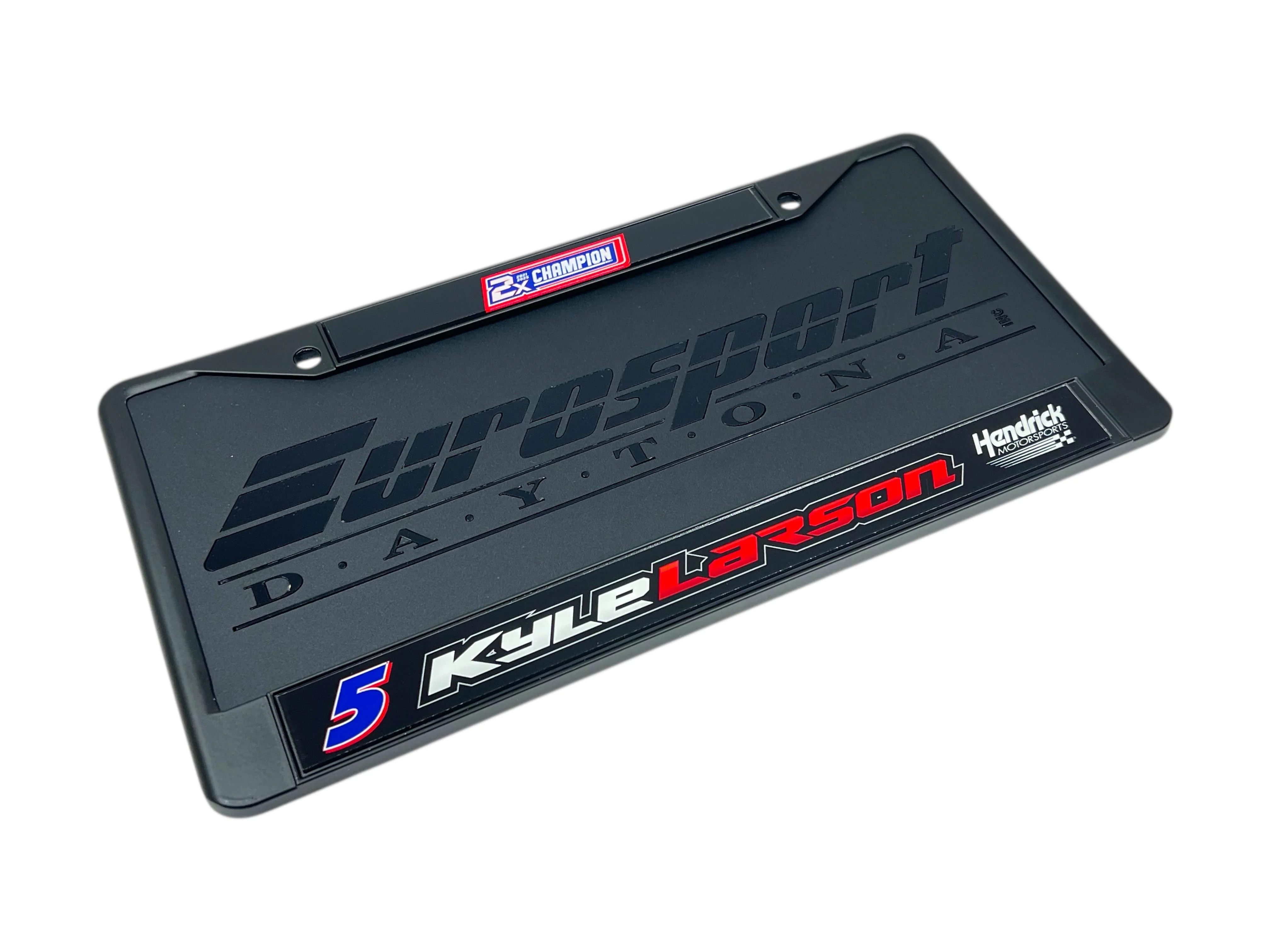 Kyle Larson #5 2X Champion Black License Plate Frame - Image 4