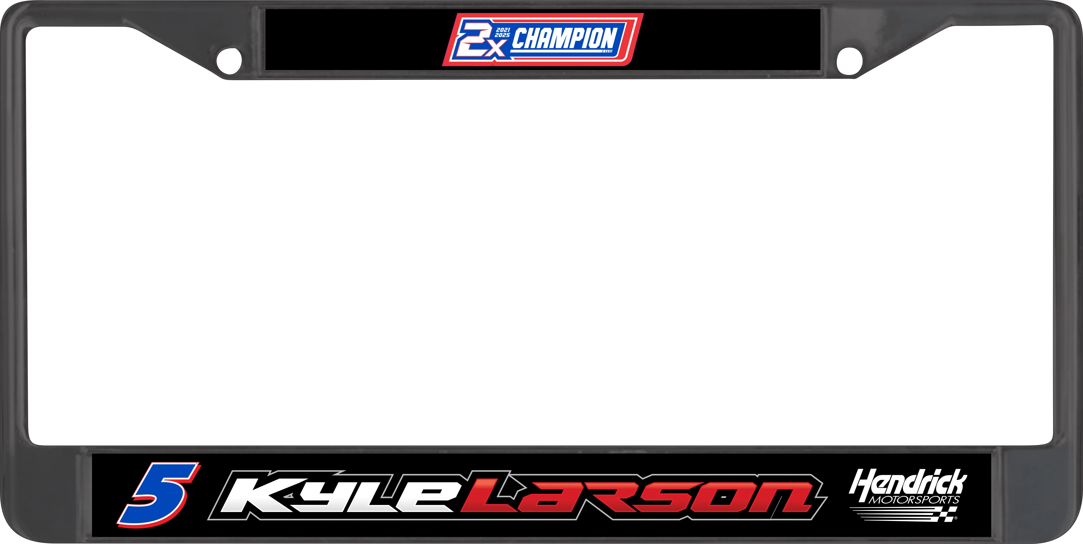 Kyle Larson #5 2X Champion Black License Plate Frame - Image 5
