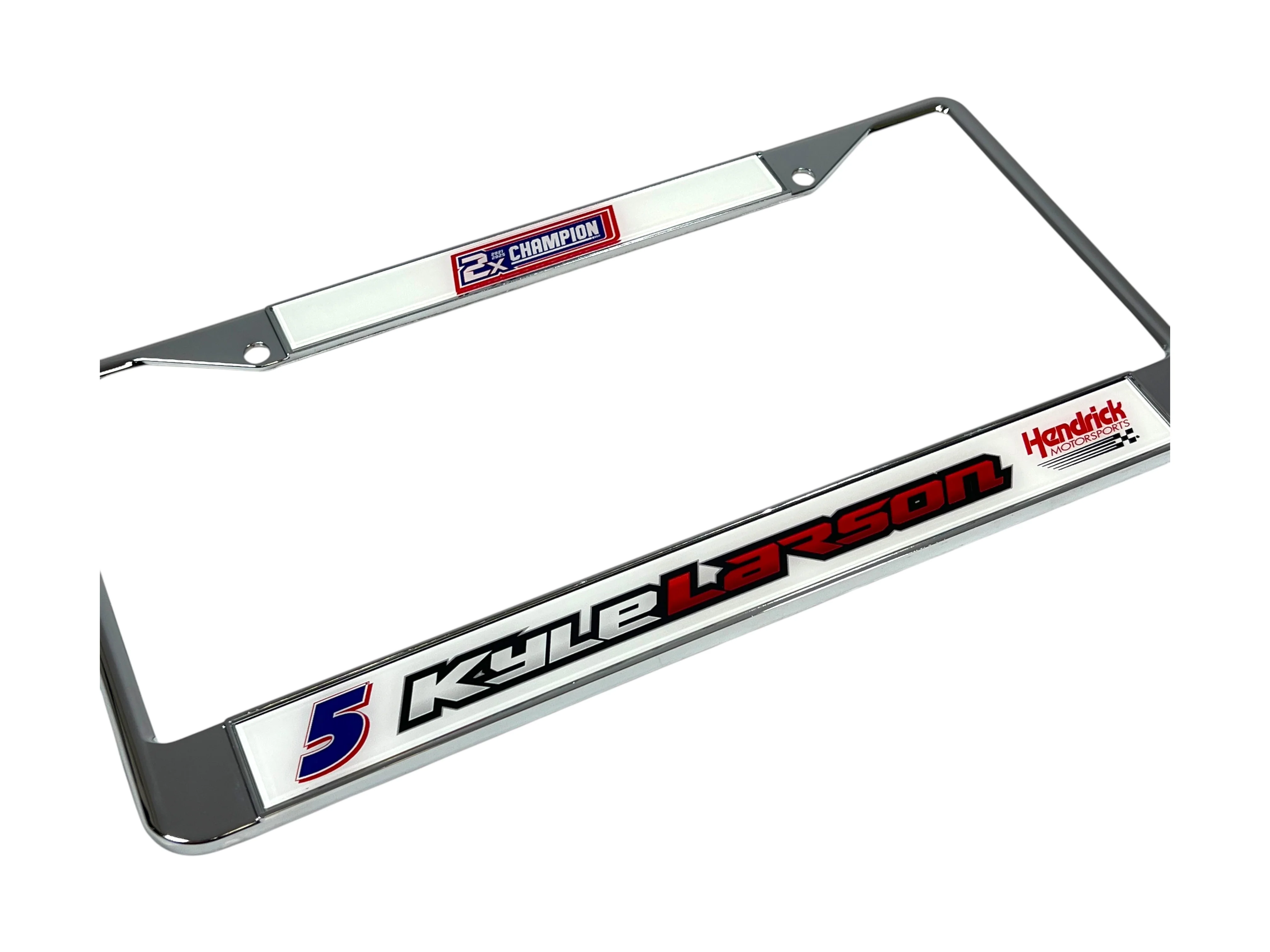 Kyle Larson #5 2X Champion Chrome License Plate Frame - Image 3