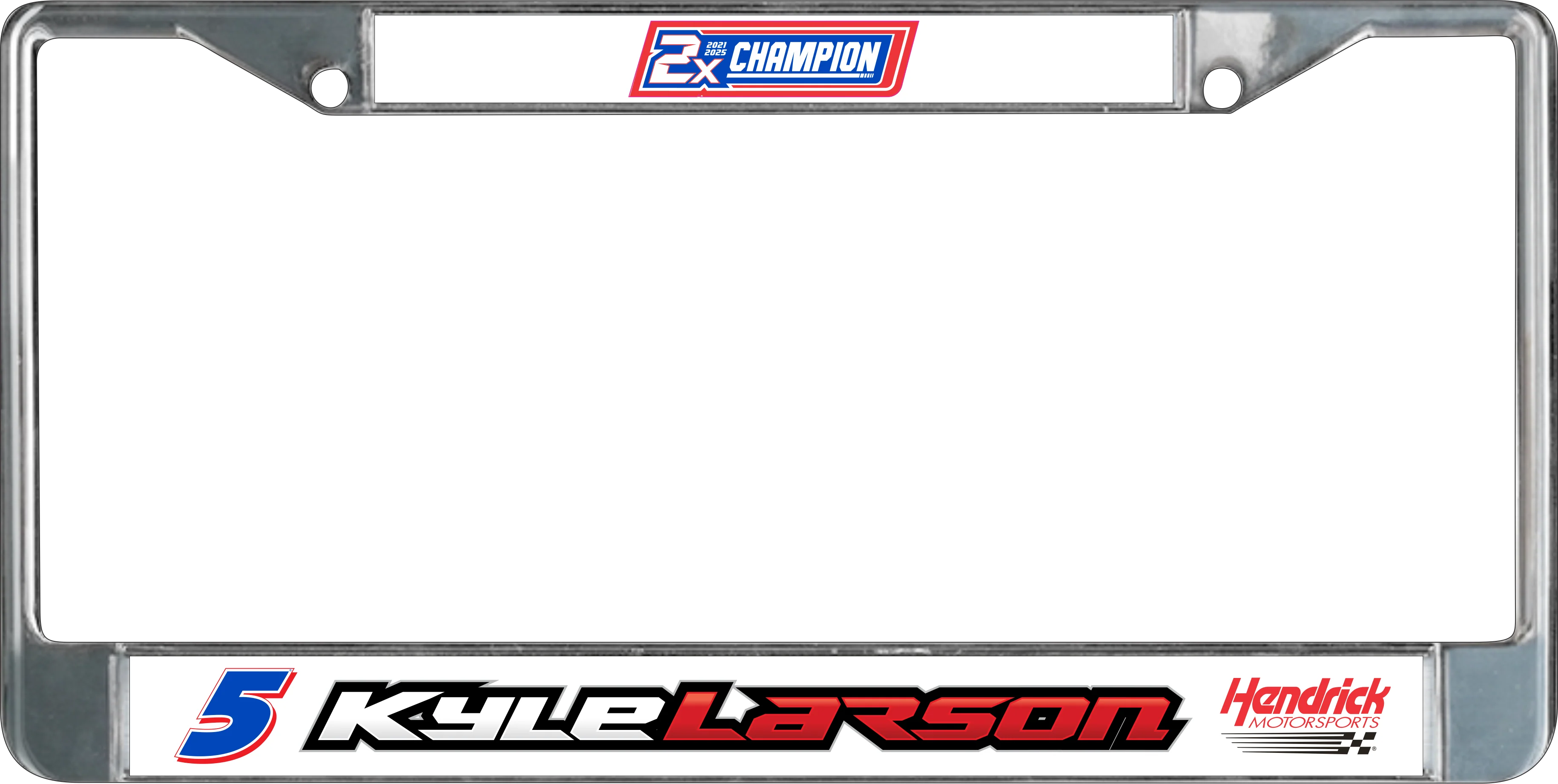 Kyle Larson #5 2X Champion Chrome License Plate Frame - Image 5