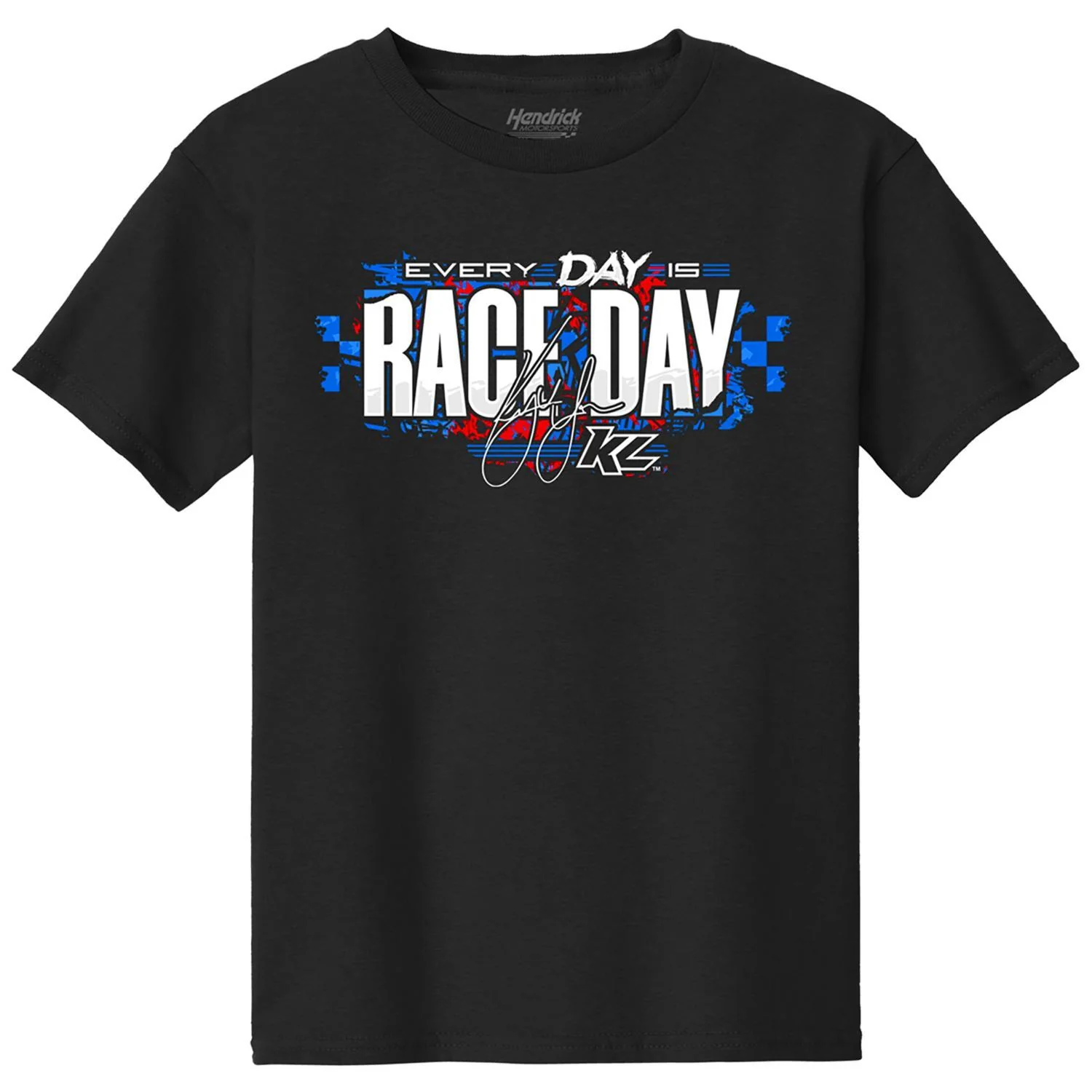 Kyle Larson #5 HendrickCars.com 2026 Every Day Is Race Day Youth Black T-shirt - Image 2