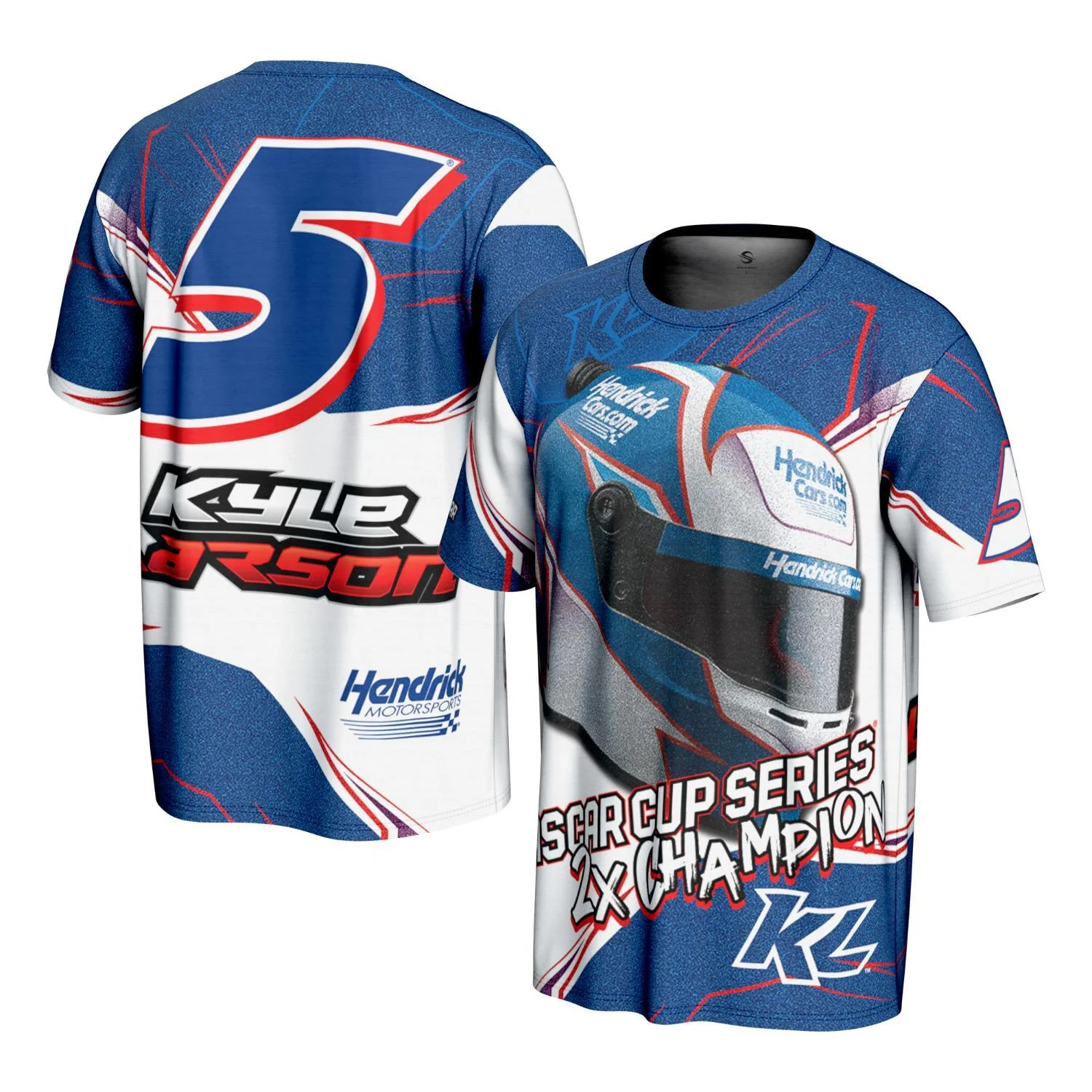 Kyle Larson #5 HendrickCars.com 2X Champion Helmet Sublimated T-shirt