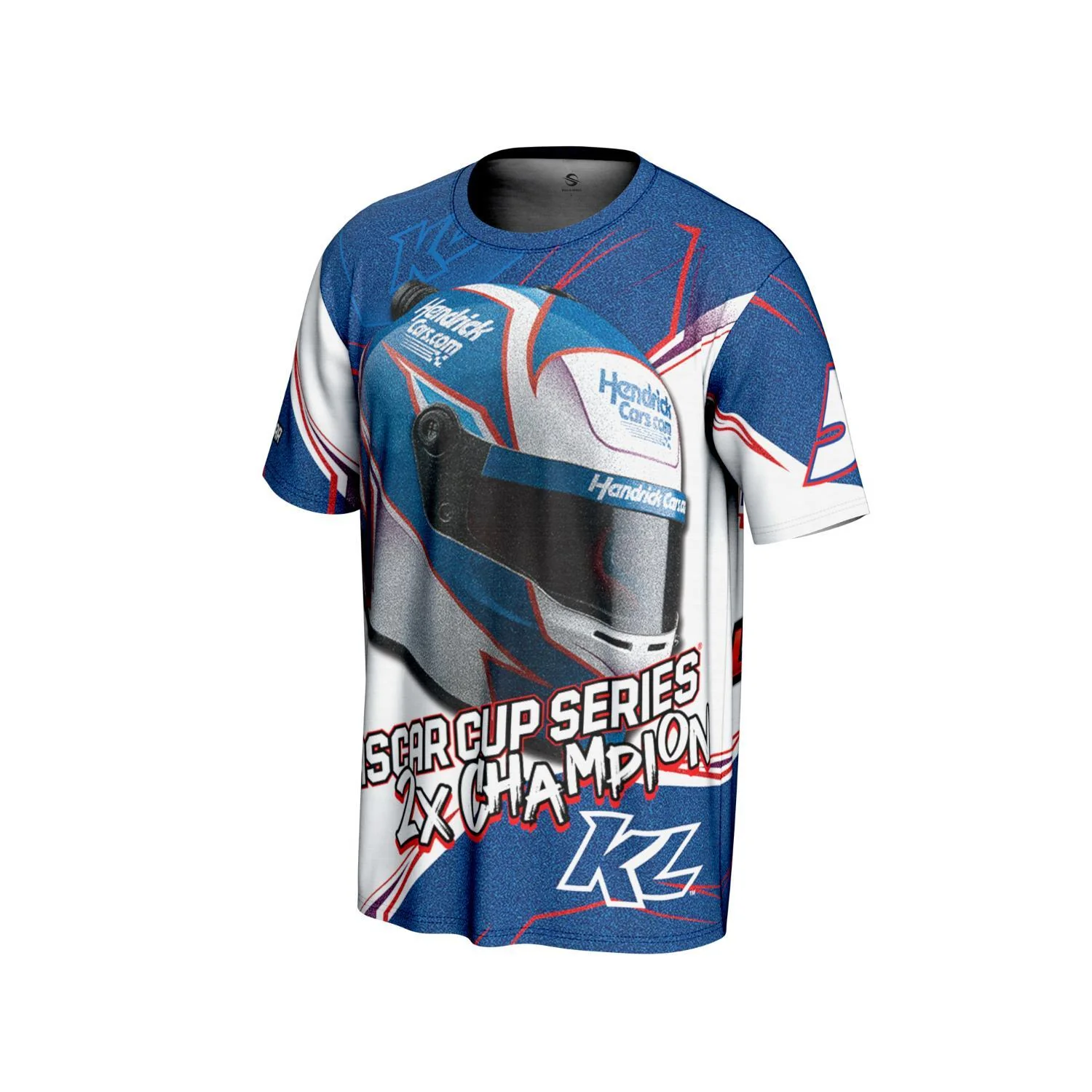 Kyle Larson #5 HendrickCars.com 2X Champion Helmet Sublimated T-shirt - Image 2