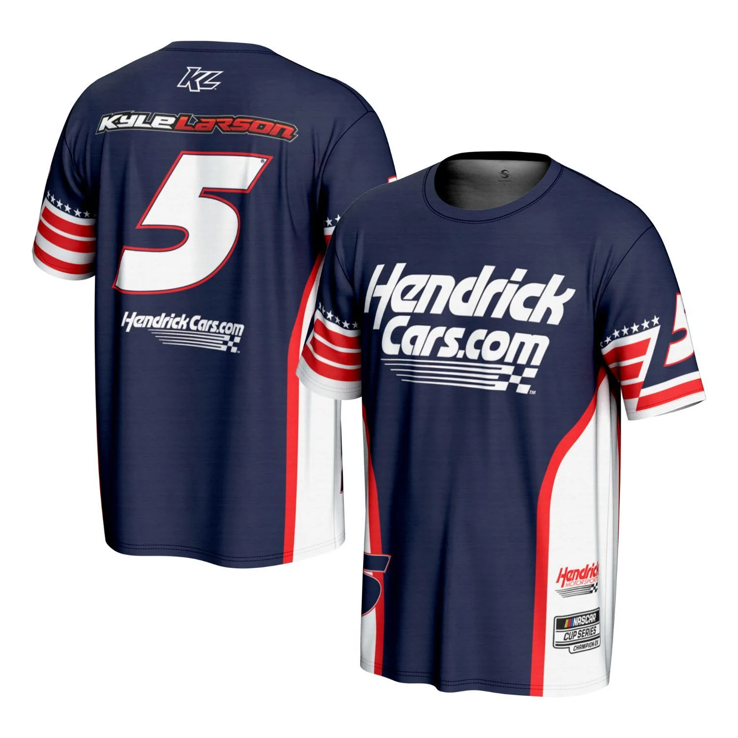 Kyle Larson #5 HendrickCars.com Patriotic Sublimated T-shirt
