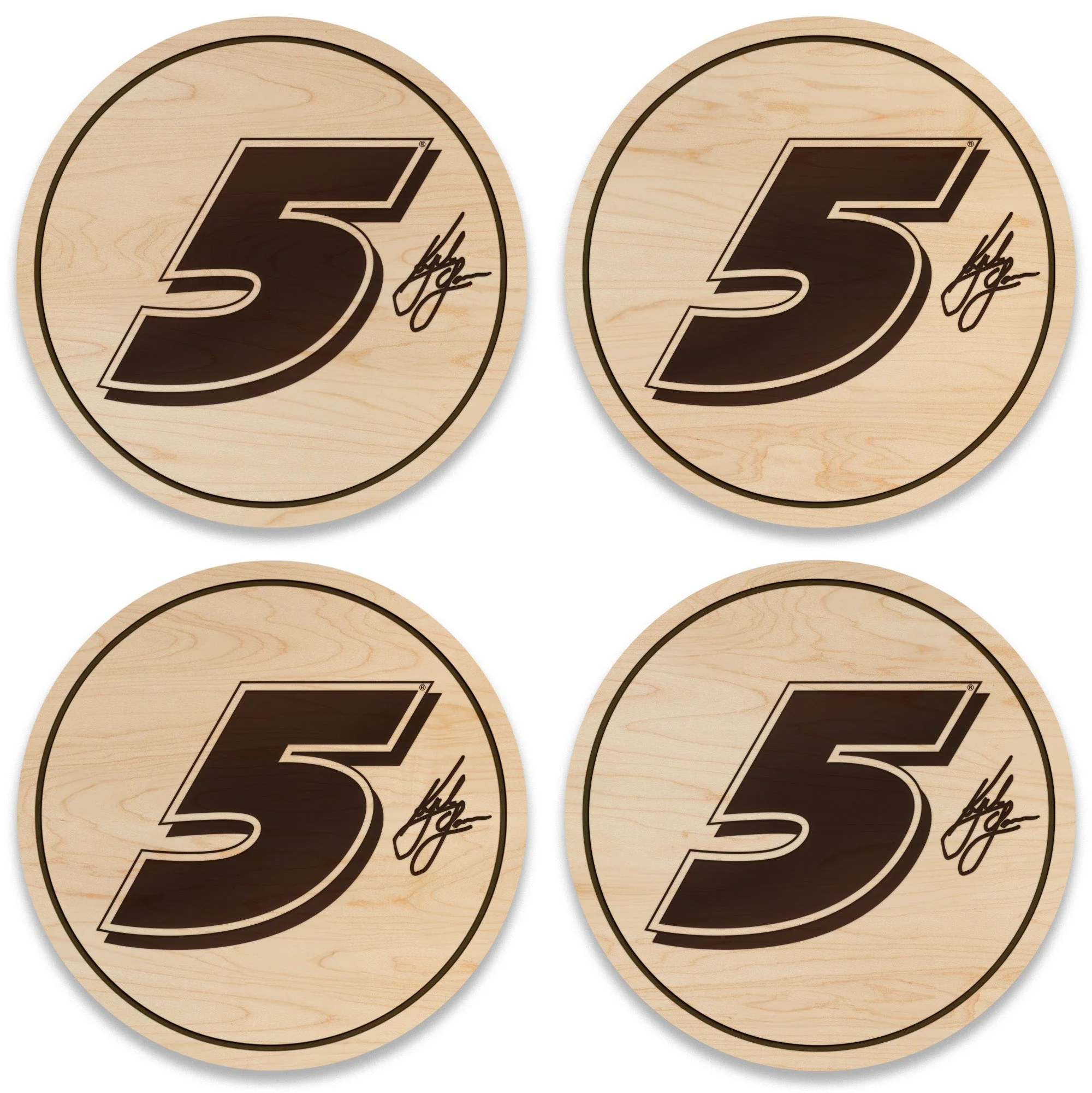 Kyle Larson #5 Wooden Coaster Set - Image 4