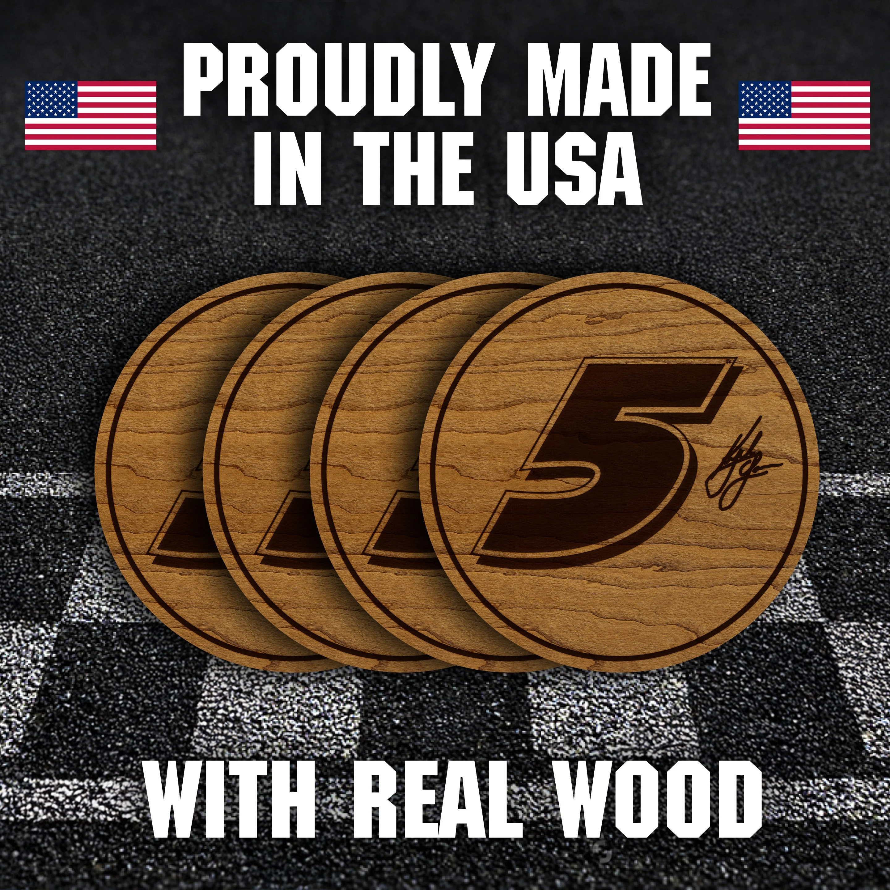 Kyle Larson #5 Wooden Coaster Set - Image 7