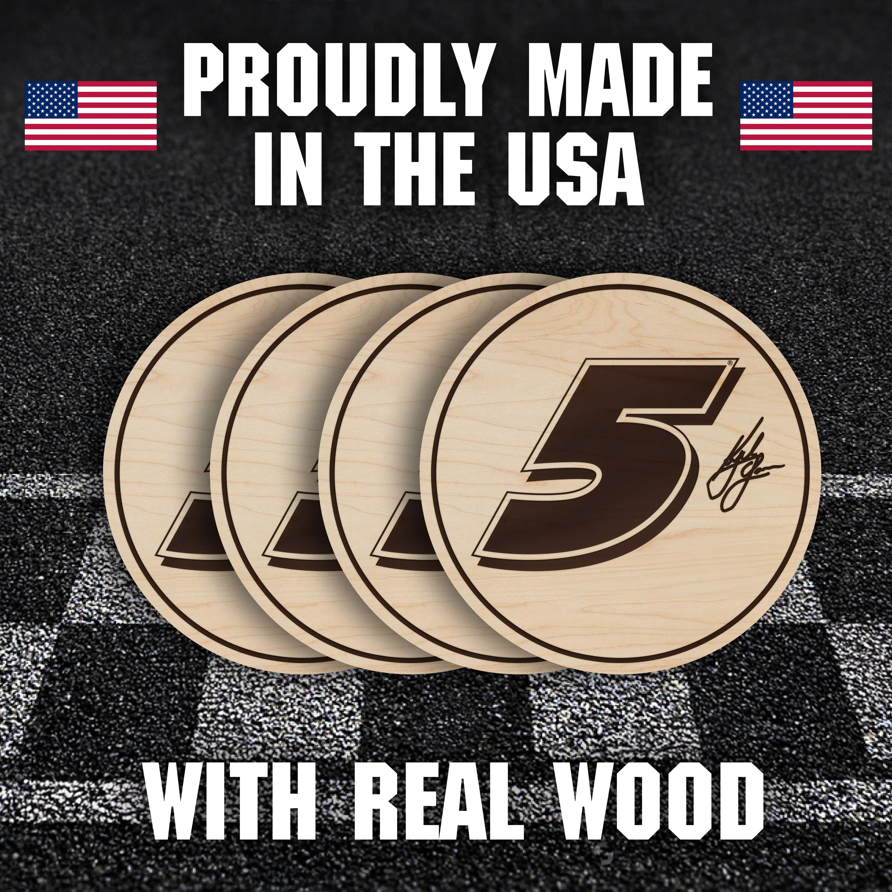 Kyle Larson #5 Wooden Coaster Set - Image 8
