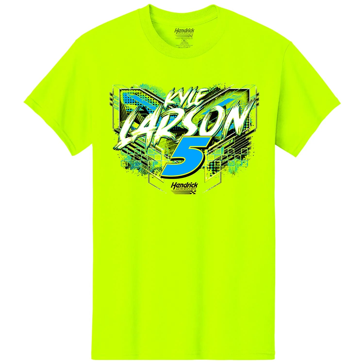 Kyle Larson #5 Xtreme Safety Green T-shirt - Image 2