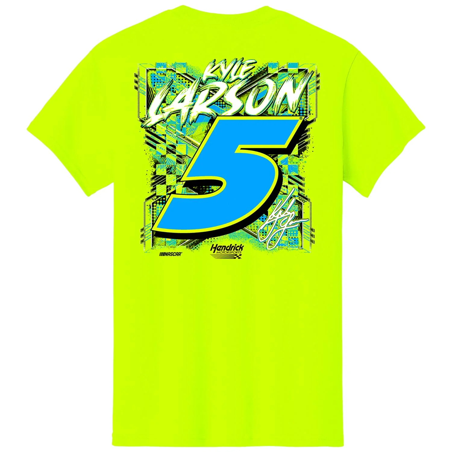 Kyle Larson #5 Xtreme Safety Green T-shirt - Image 3