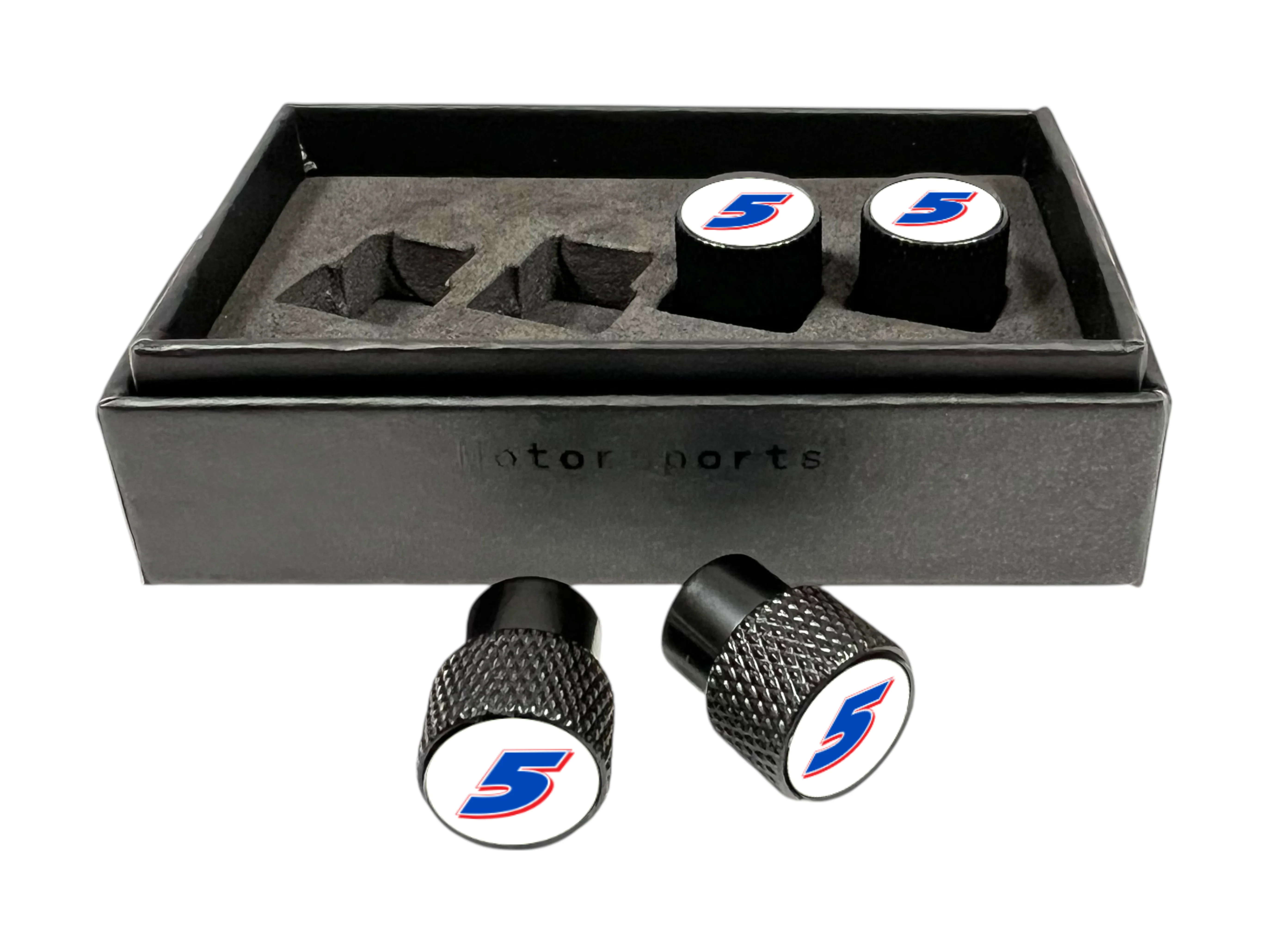 Kyle Larson #5 HendrickCars.com Black Knurled Valve Stem Caps - Image 3