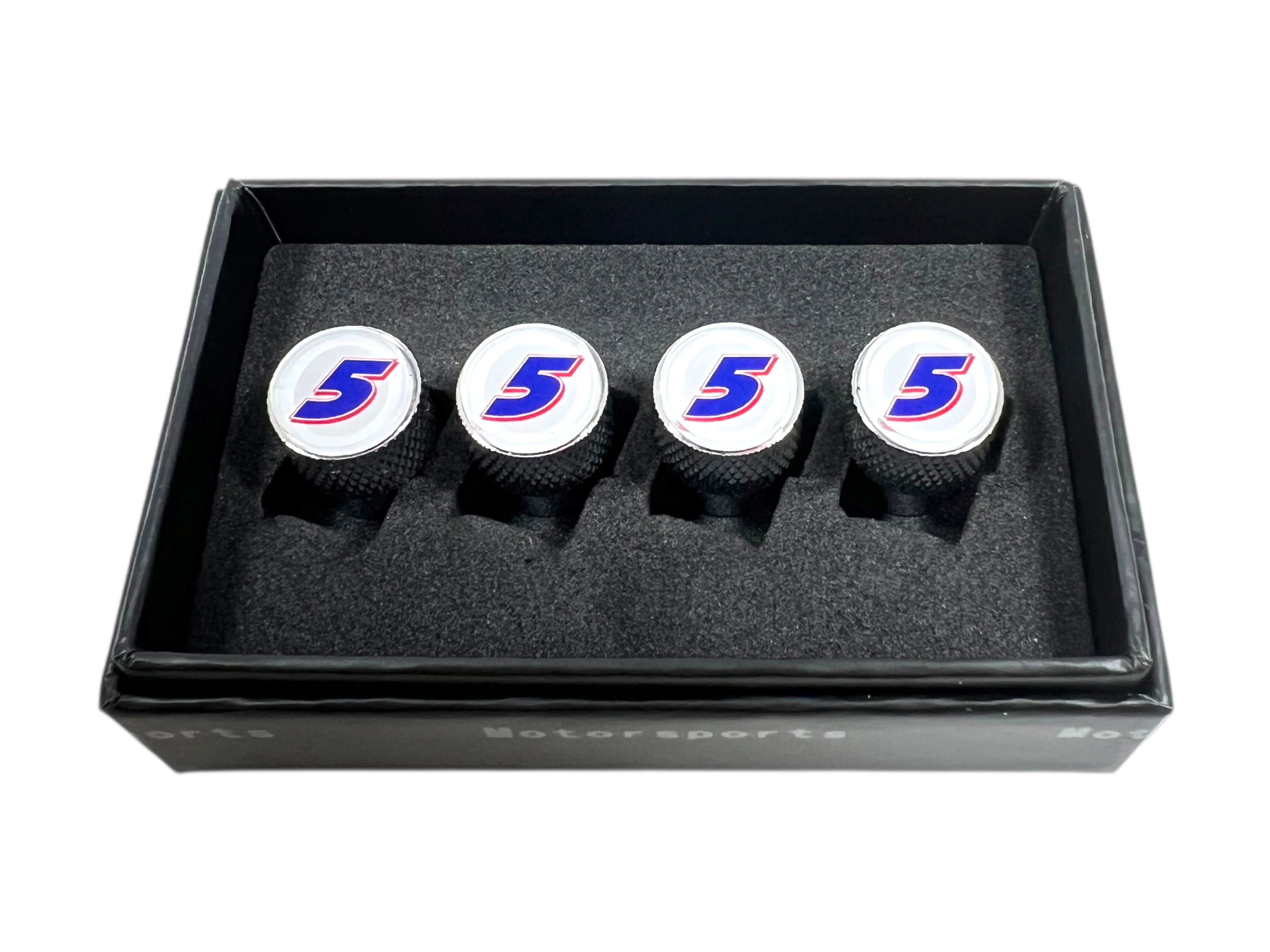 Kyle Larson #5 HendrickCars.com Chrome Knurled Valve Stem Caps - Image 2