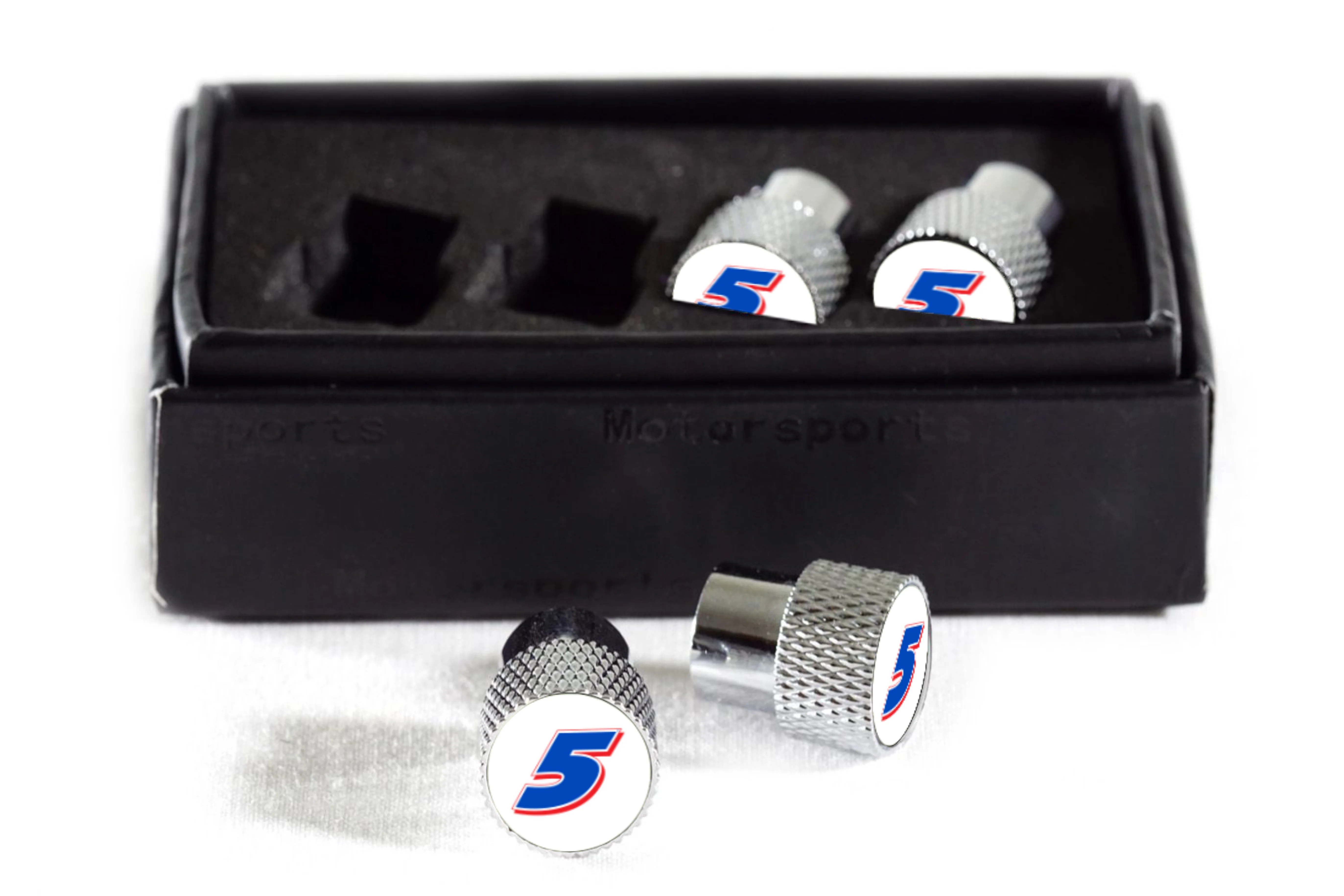 Kyle Larson #5 HendrickCars.com Chrome Knurled Valve Stem Caps - Image 3