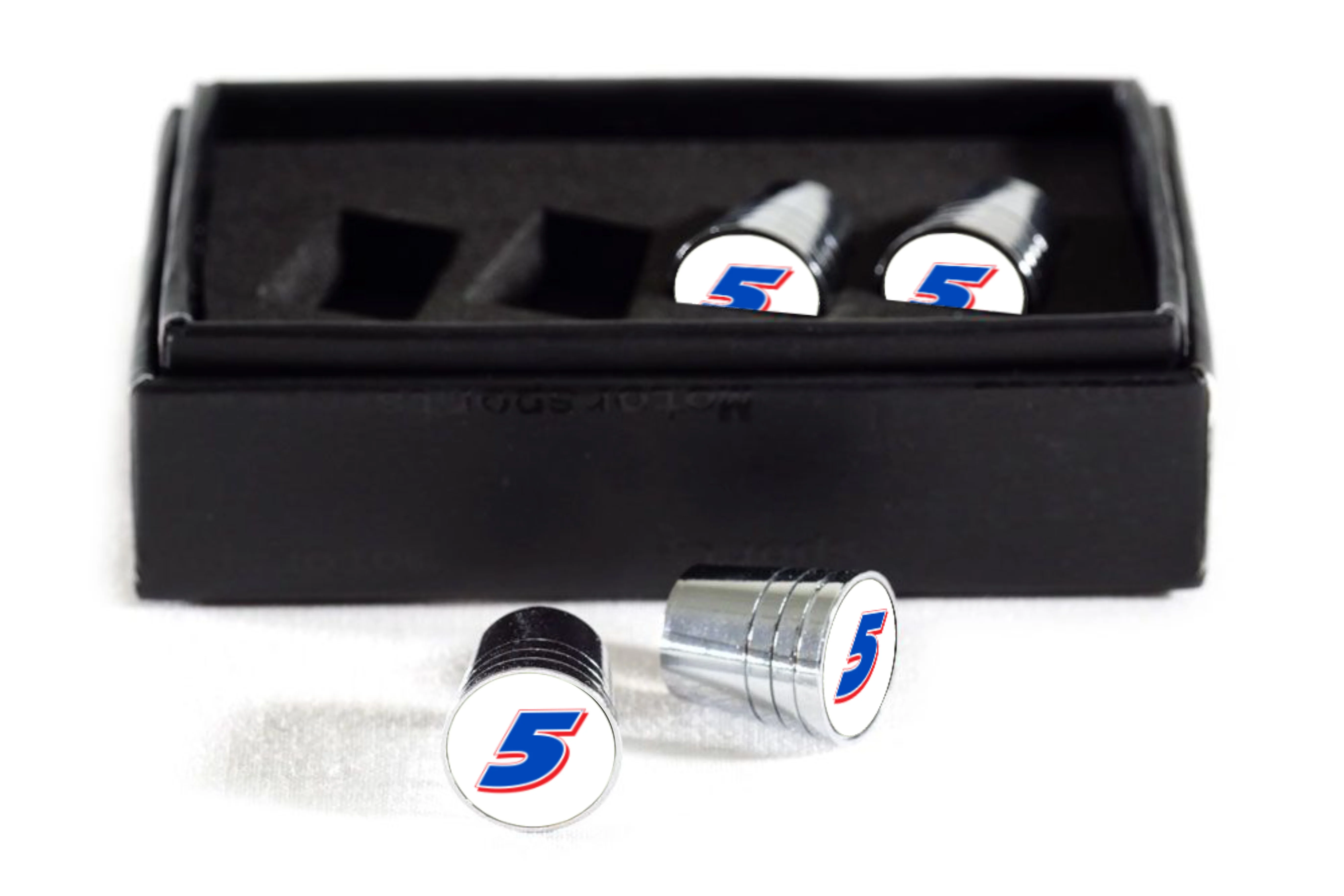 Kyle Larson #5 HendrickCars.com Chrome Tapered Valve Stem Caps - Image 3
