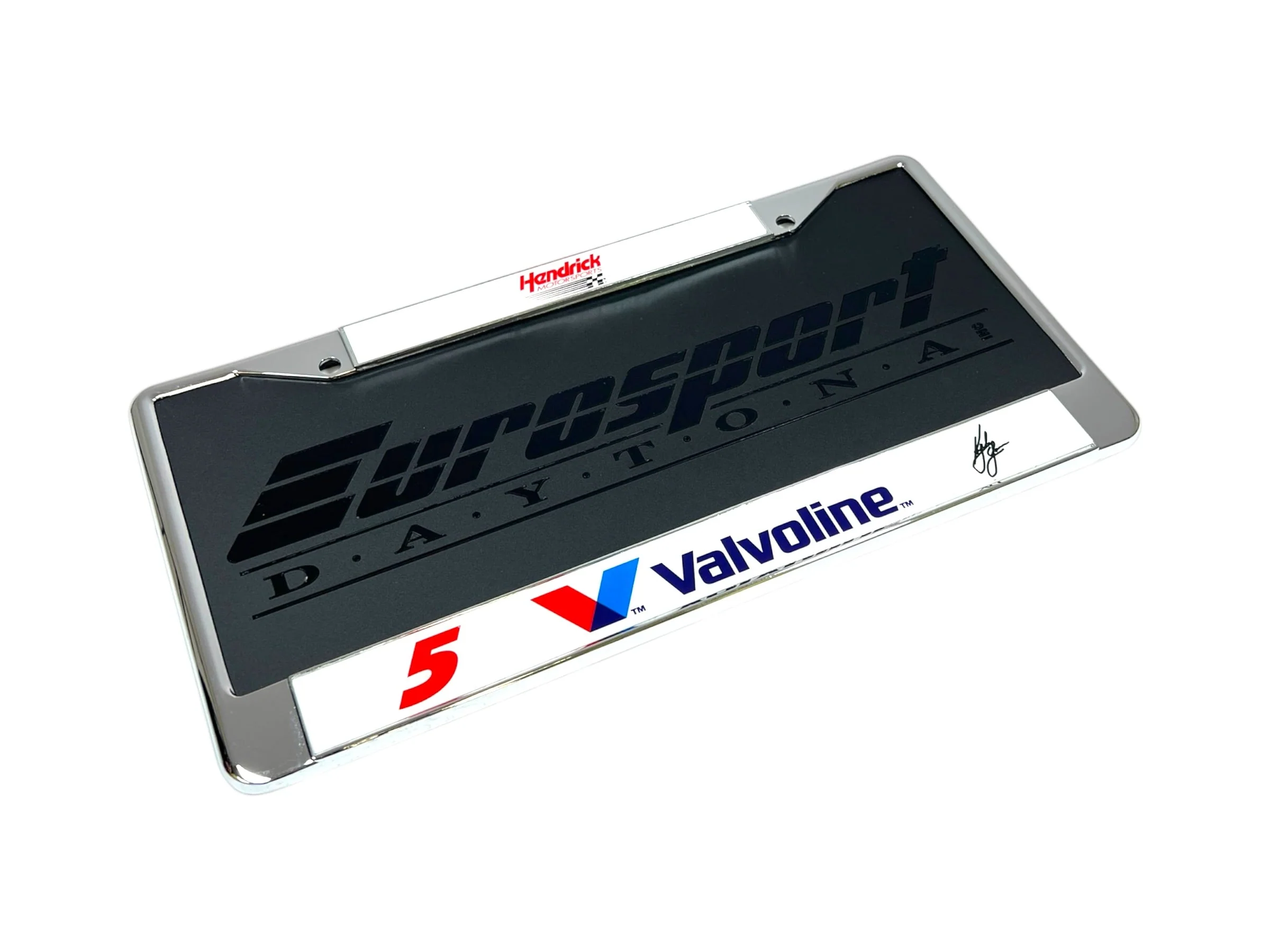 Kyle Larson #5 Valvoline Chrome License Plate Frame - Image 4