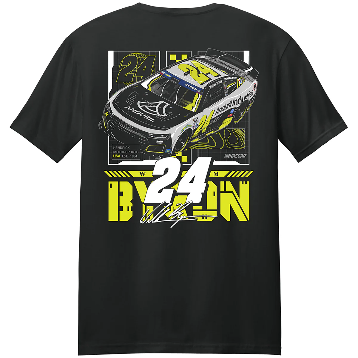 William Byron #24 Anduril Black T-shirt - Image 3