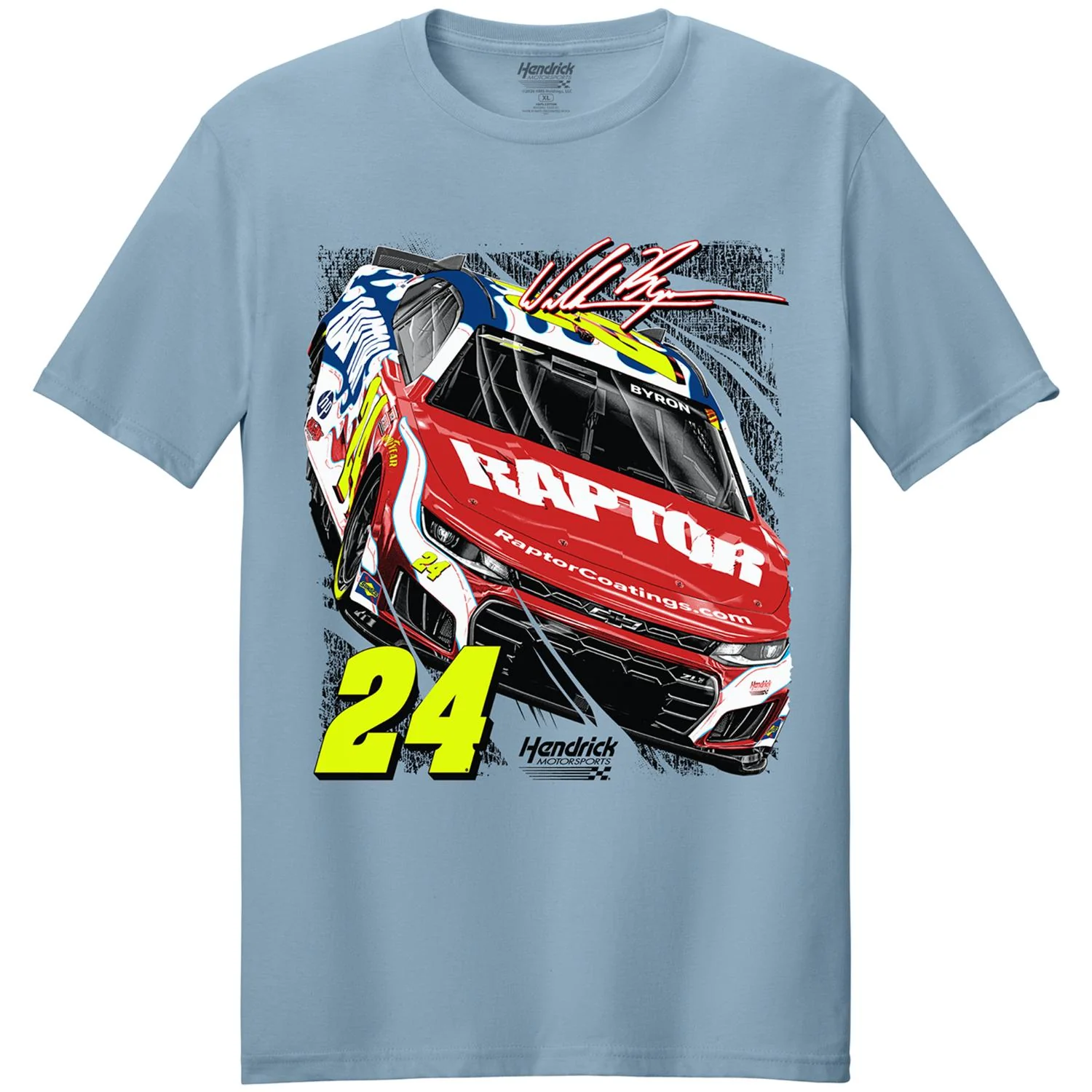 William Byron #24 Raptor Stone Blue Car T-shirt - Image 2