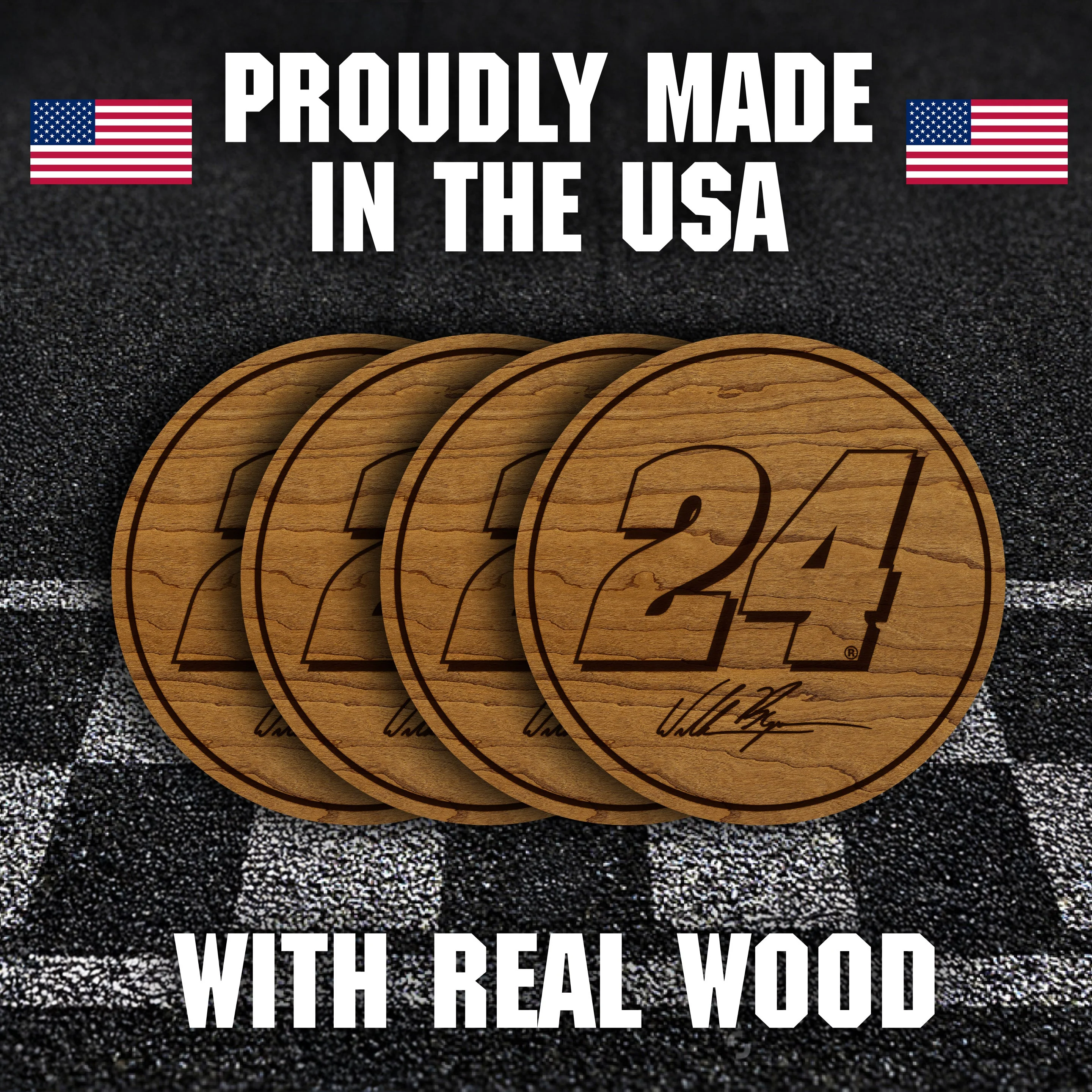William Byron #24 Wooden Coaster Set - Image 7