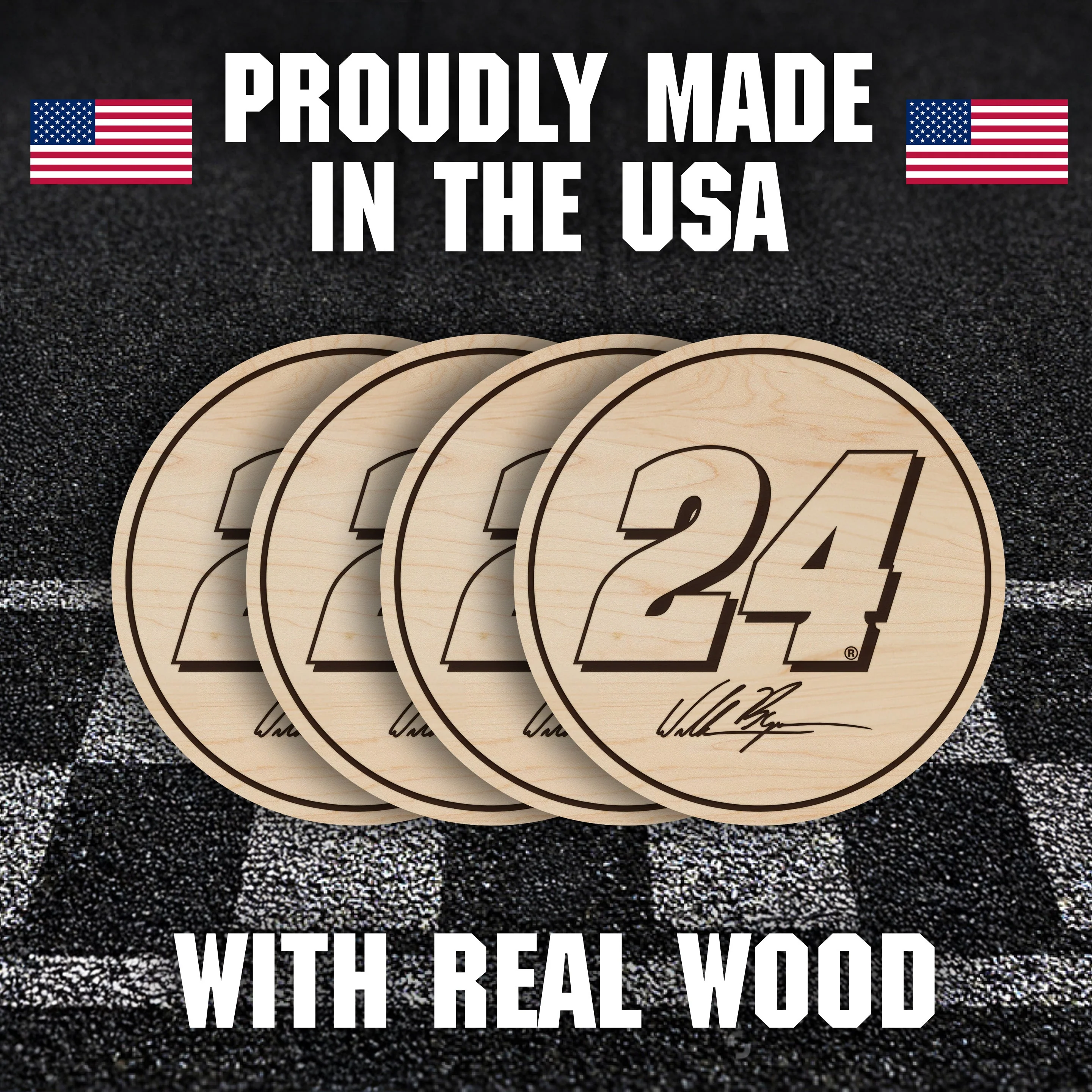 William Byron #24 Wooden Coaster Set - Image 8